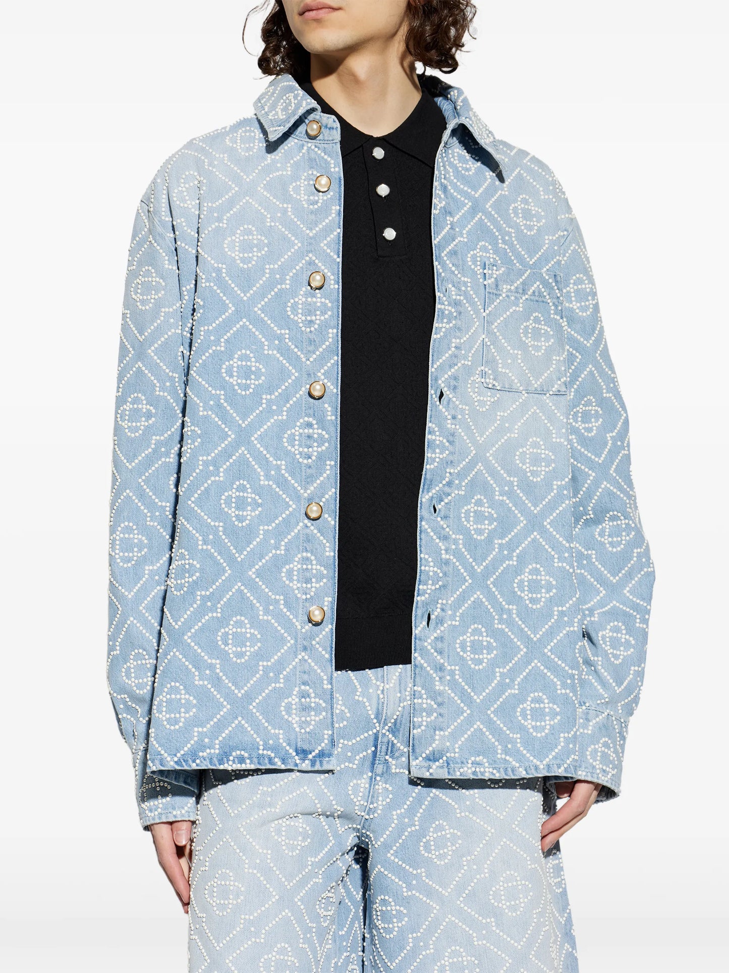 monogram-embellished denim shirt