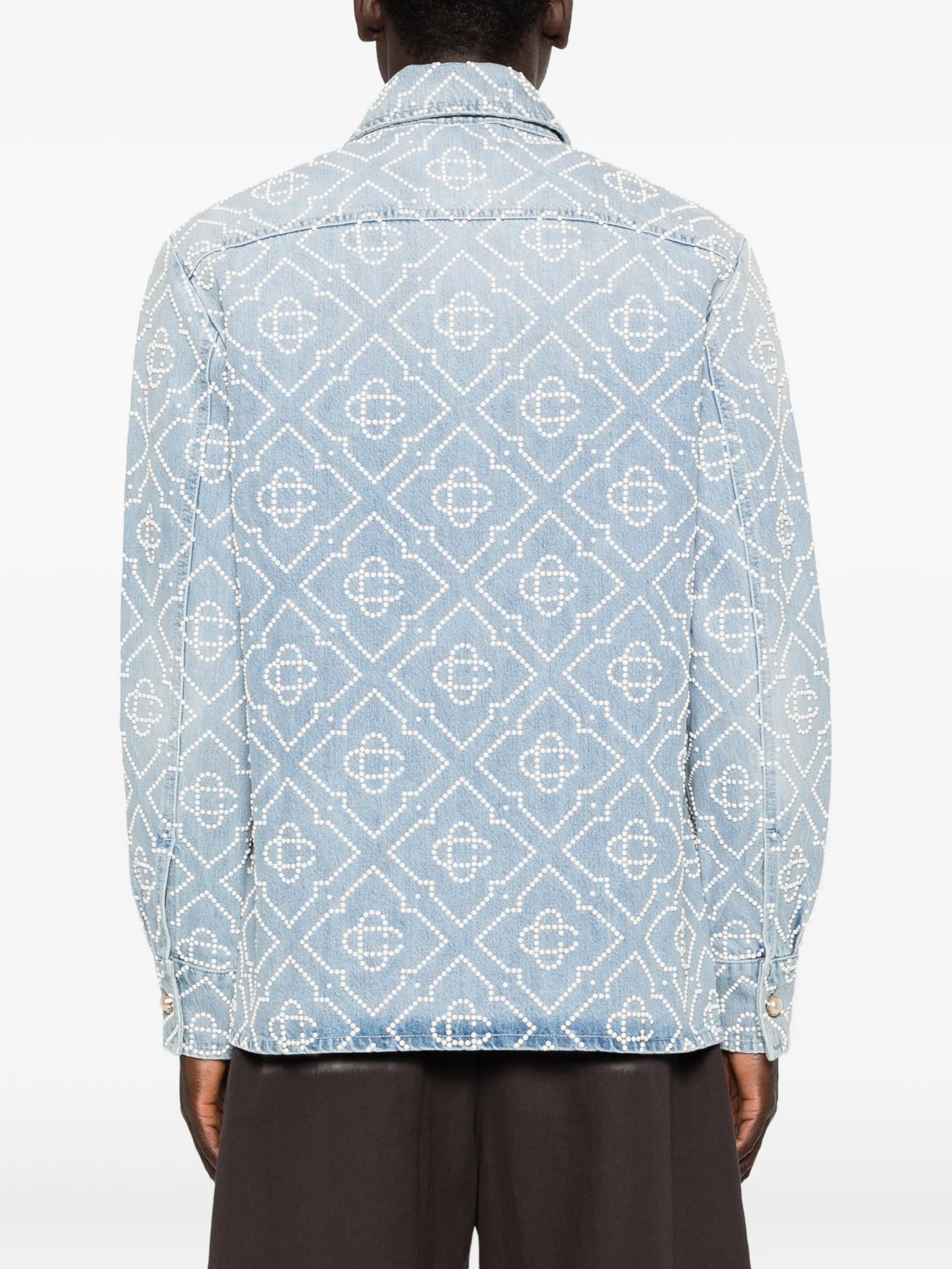 pearl monogram long-sleeve denim shirt