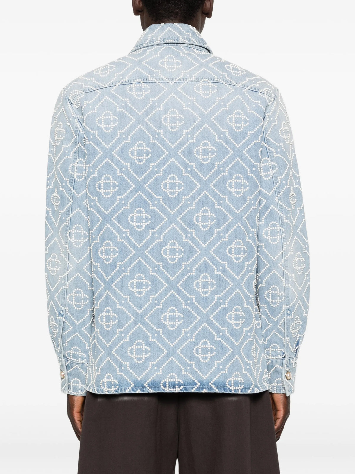 pearl monogram long-sleeve denim shirt