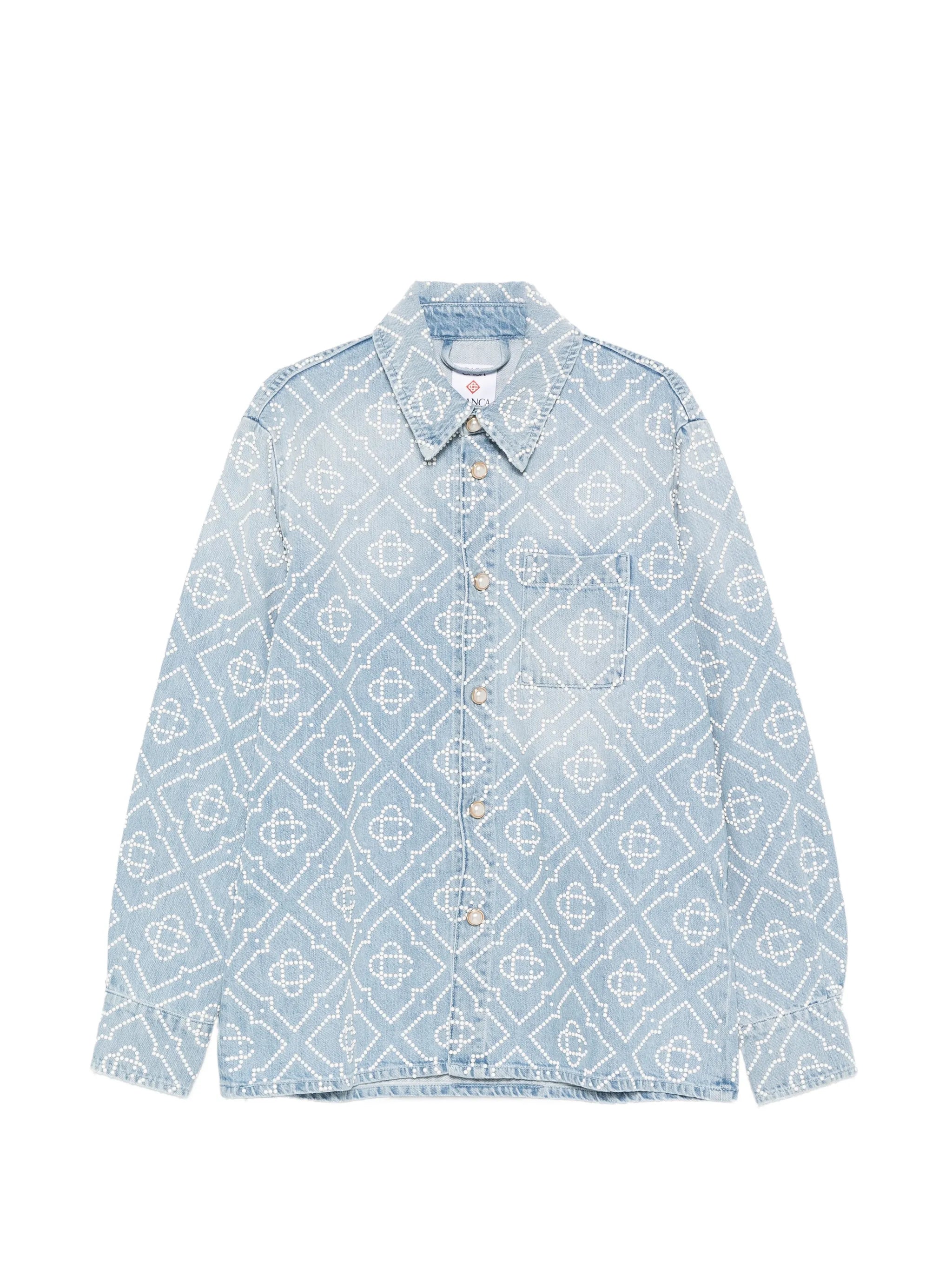 pearl monogram long-sleeve denim shirt