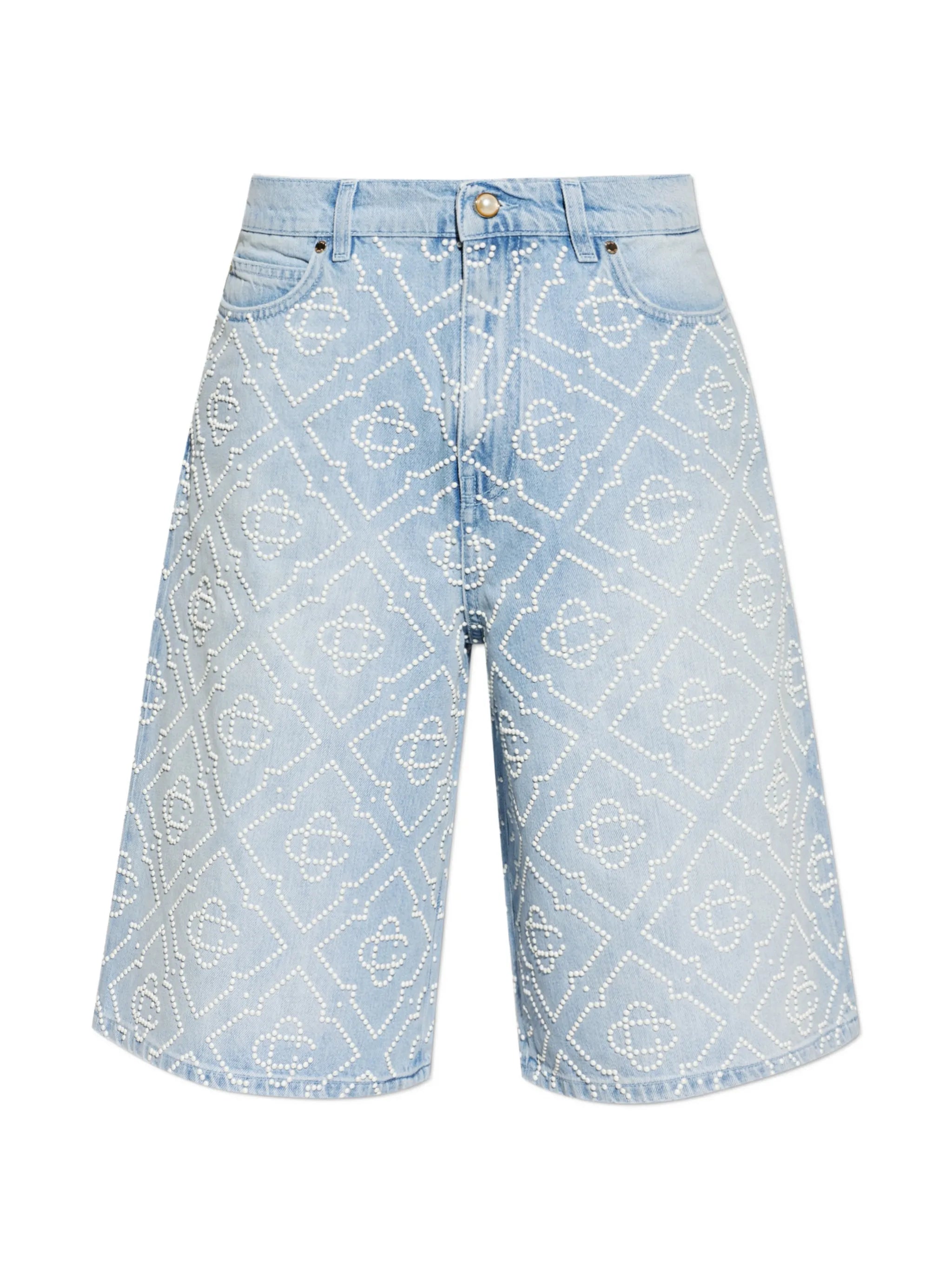 pearl-monogram denim shorts