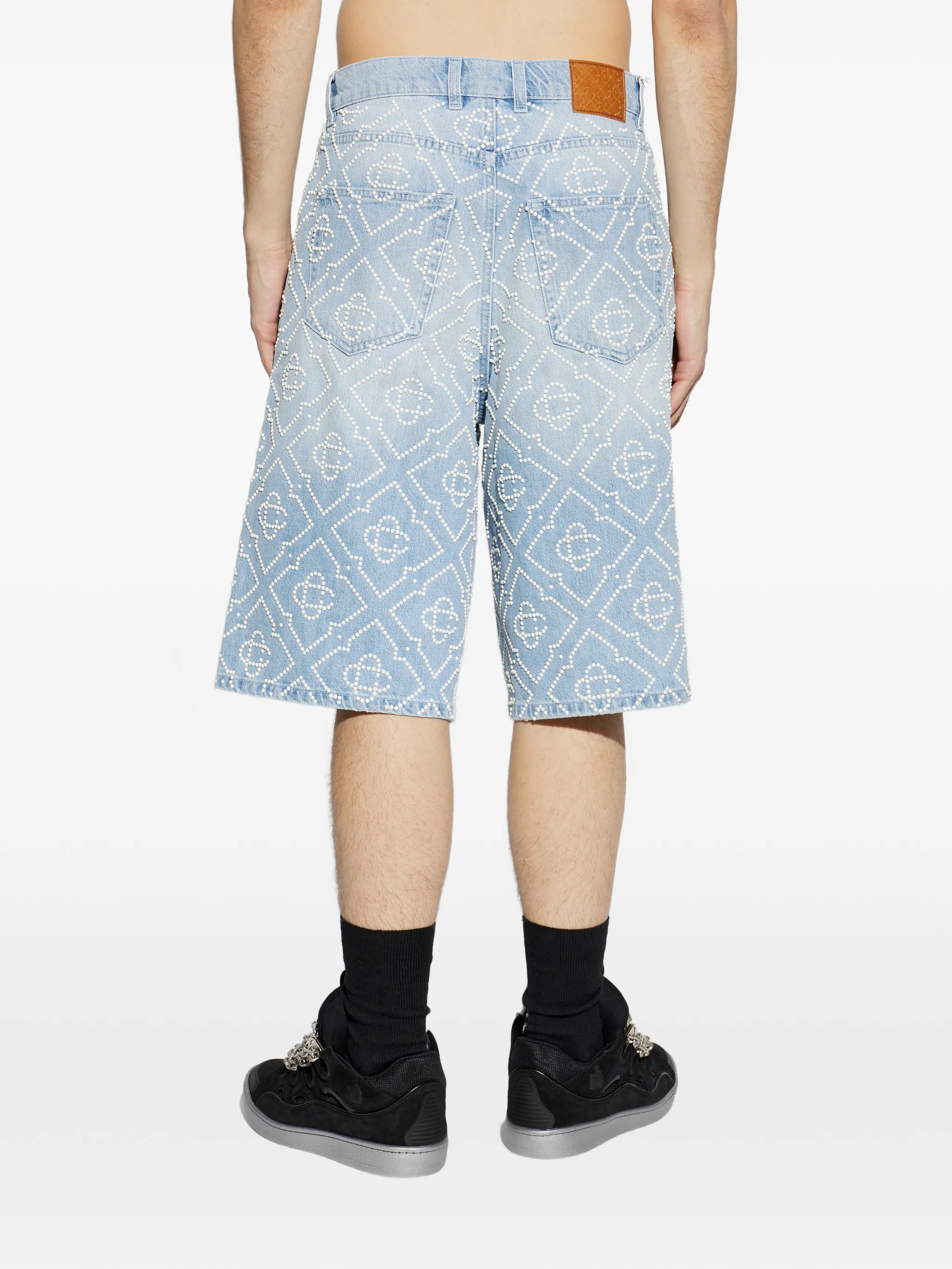 pearl-monogram denim shorts