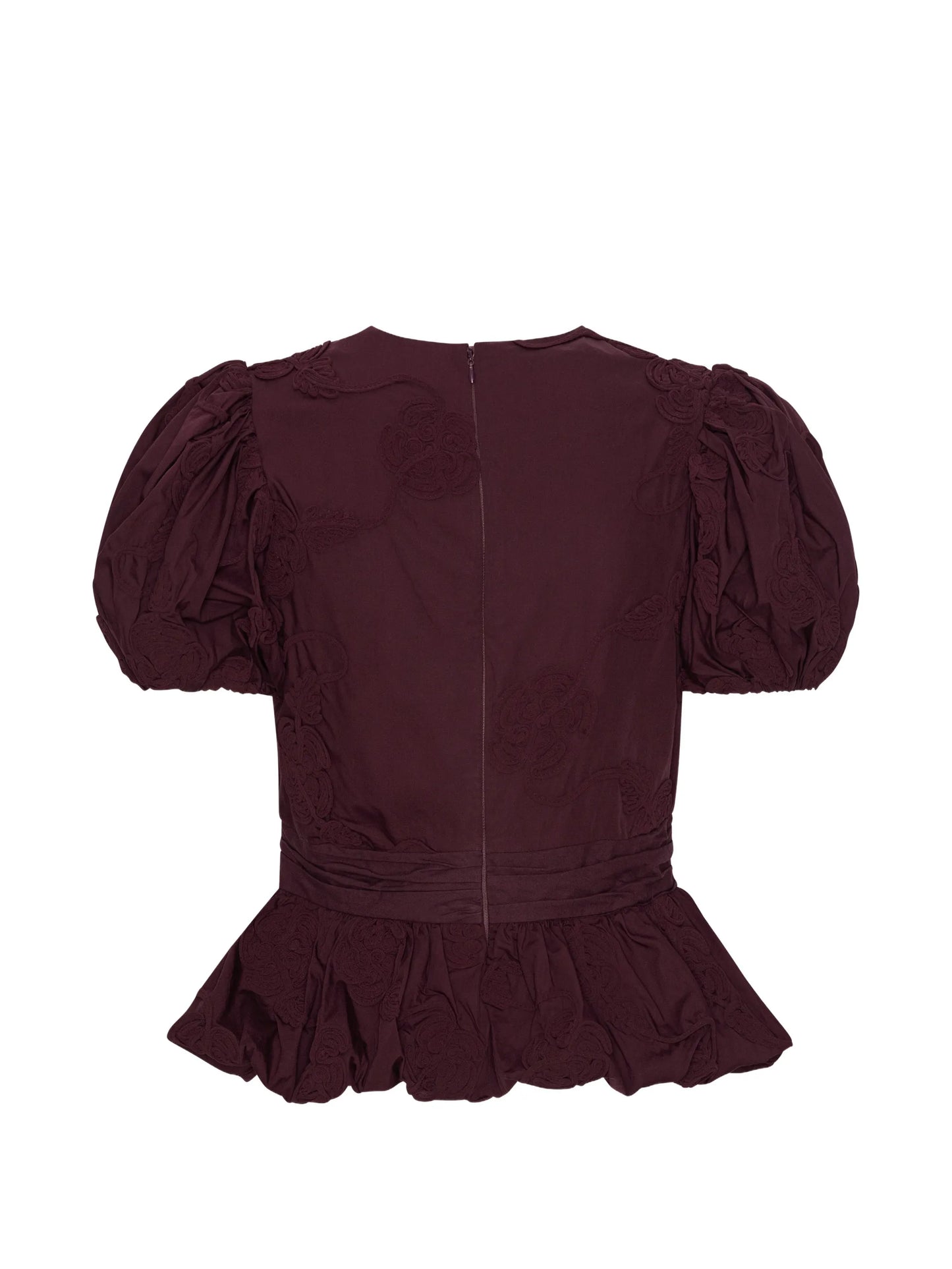 puff sleeve top bordeaux