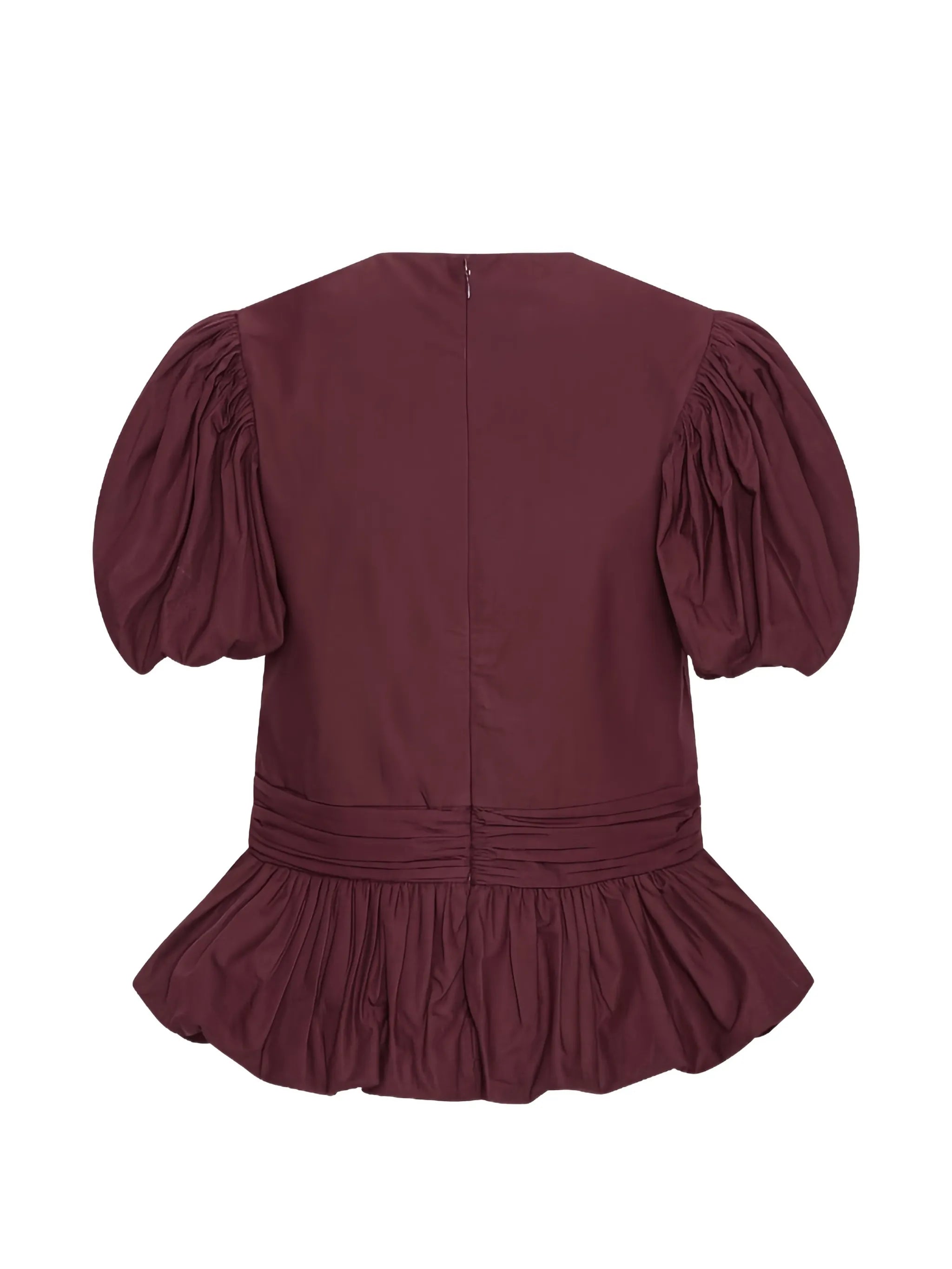 puff-sleeve peplum top