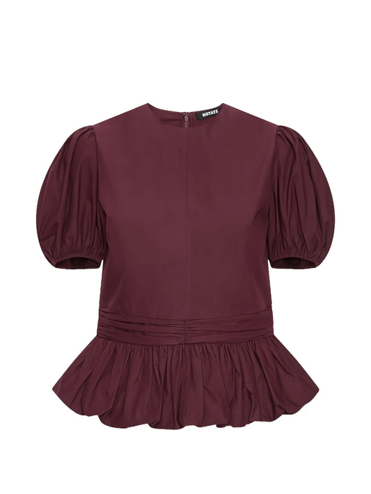puff sleeve top bordeaux