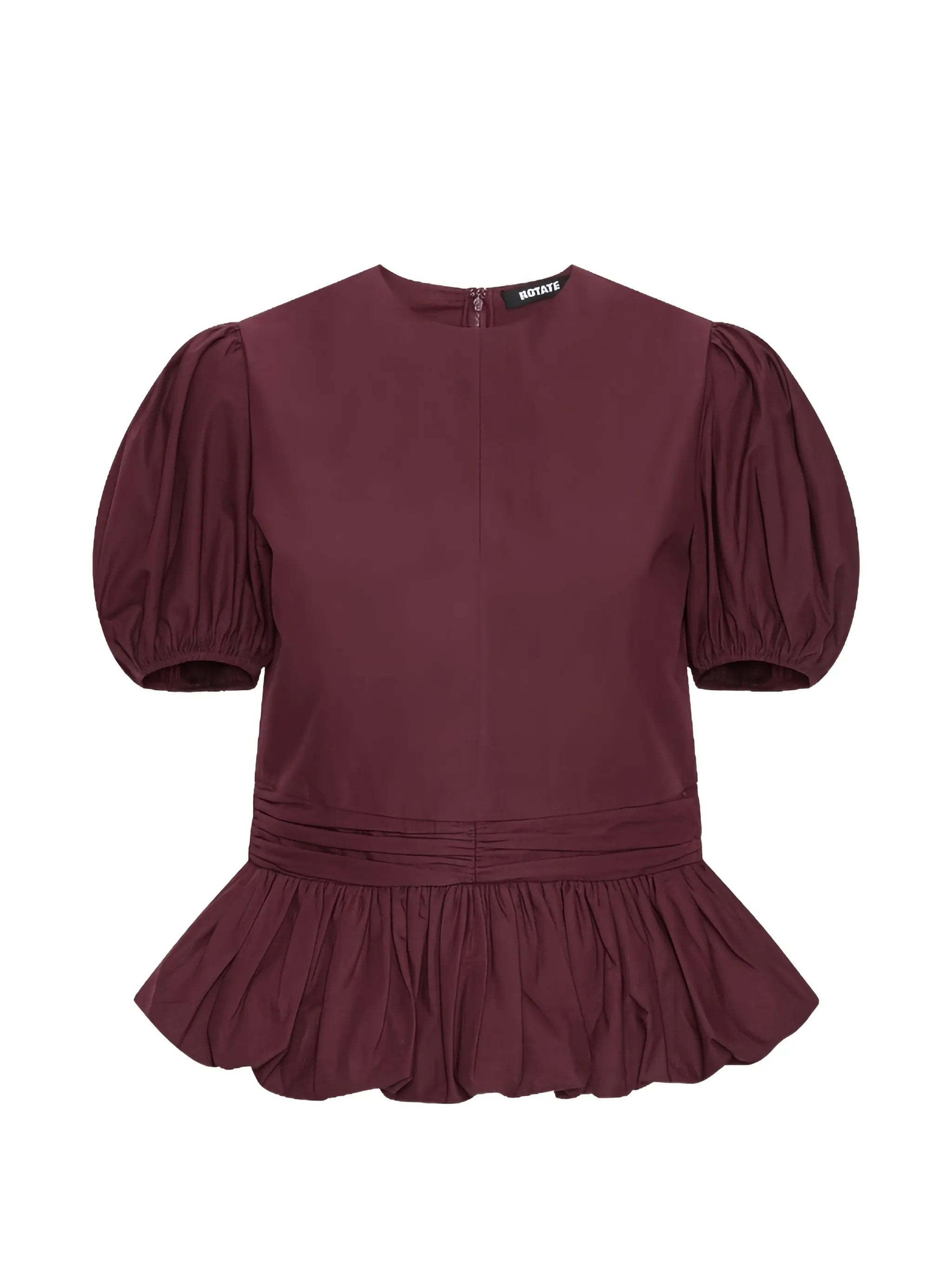 puff-sleeve peplum top