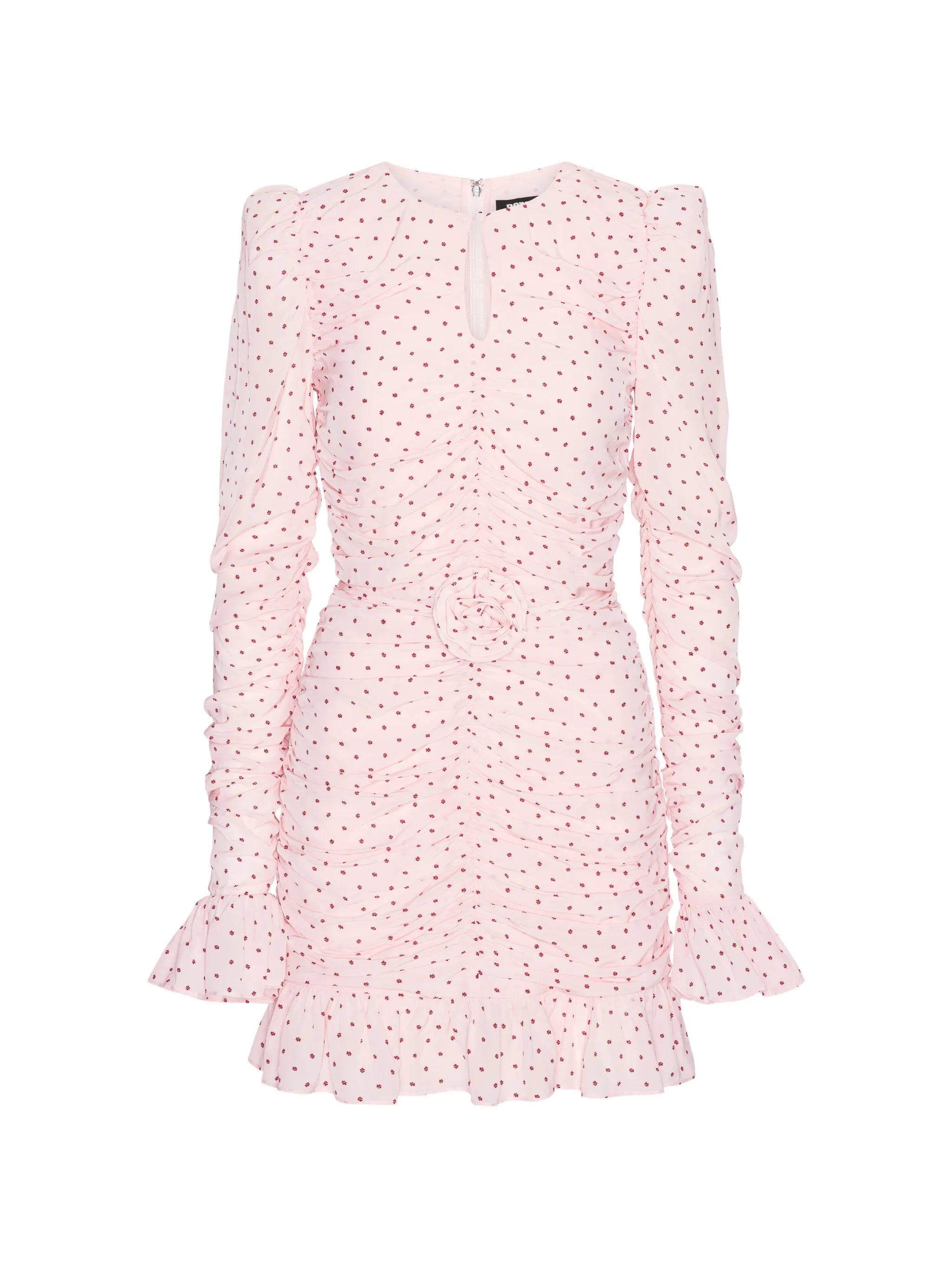 ruched ruffled dress