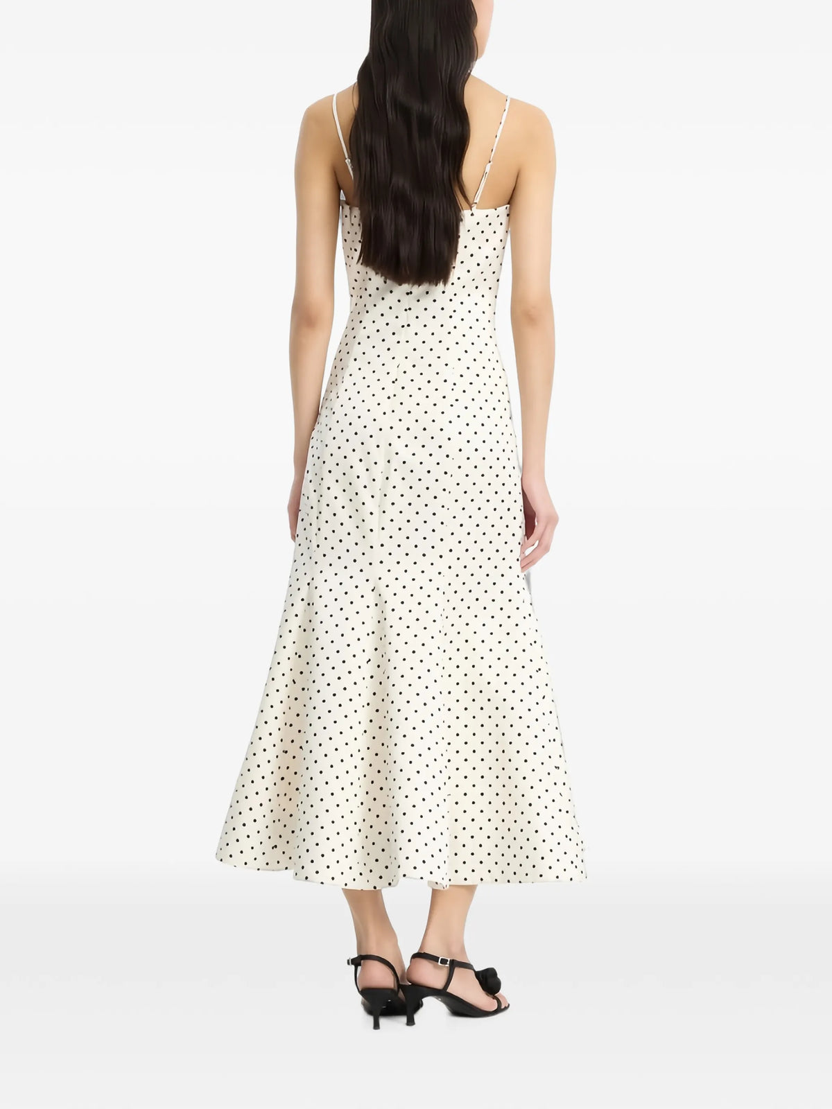 polka-dot midi dress in creme