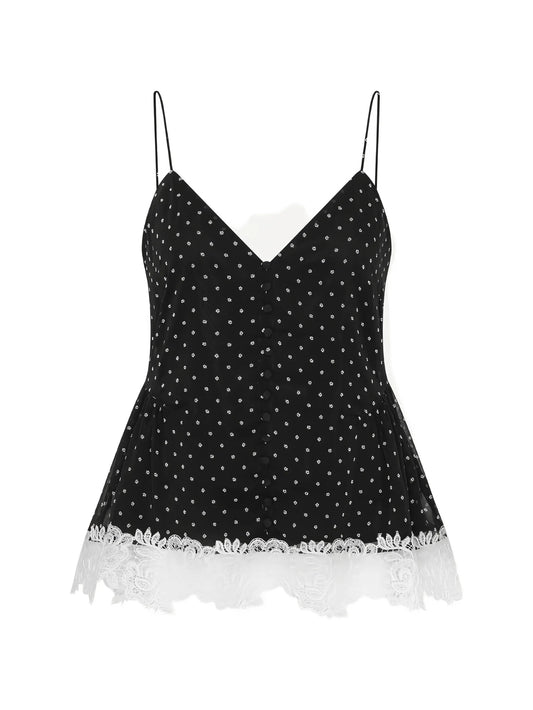polka-dot lace top