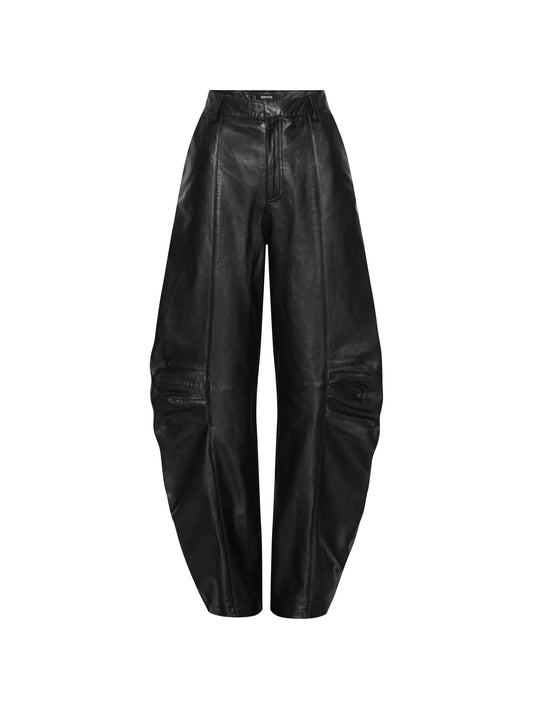leather cargo pants black
