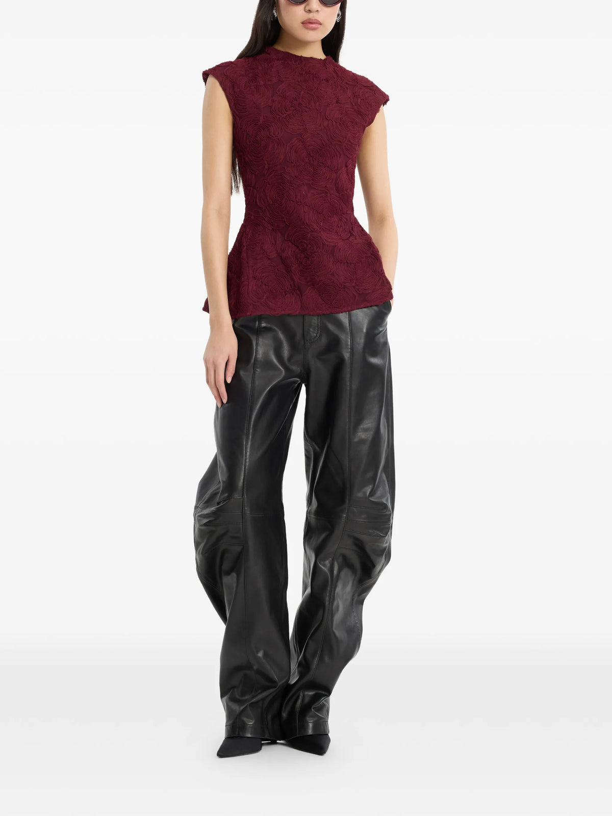 leather cargo pants black