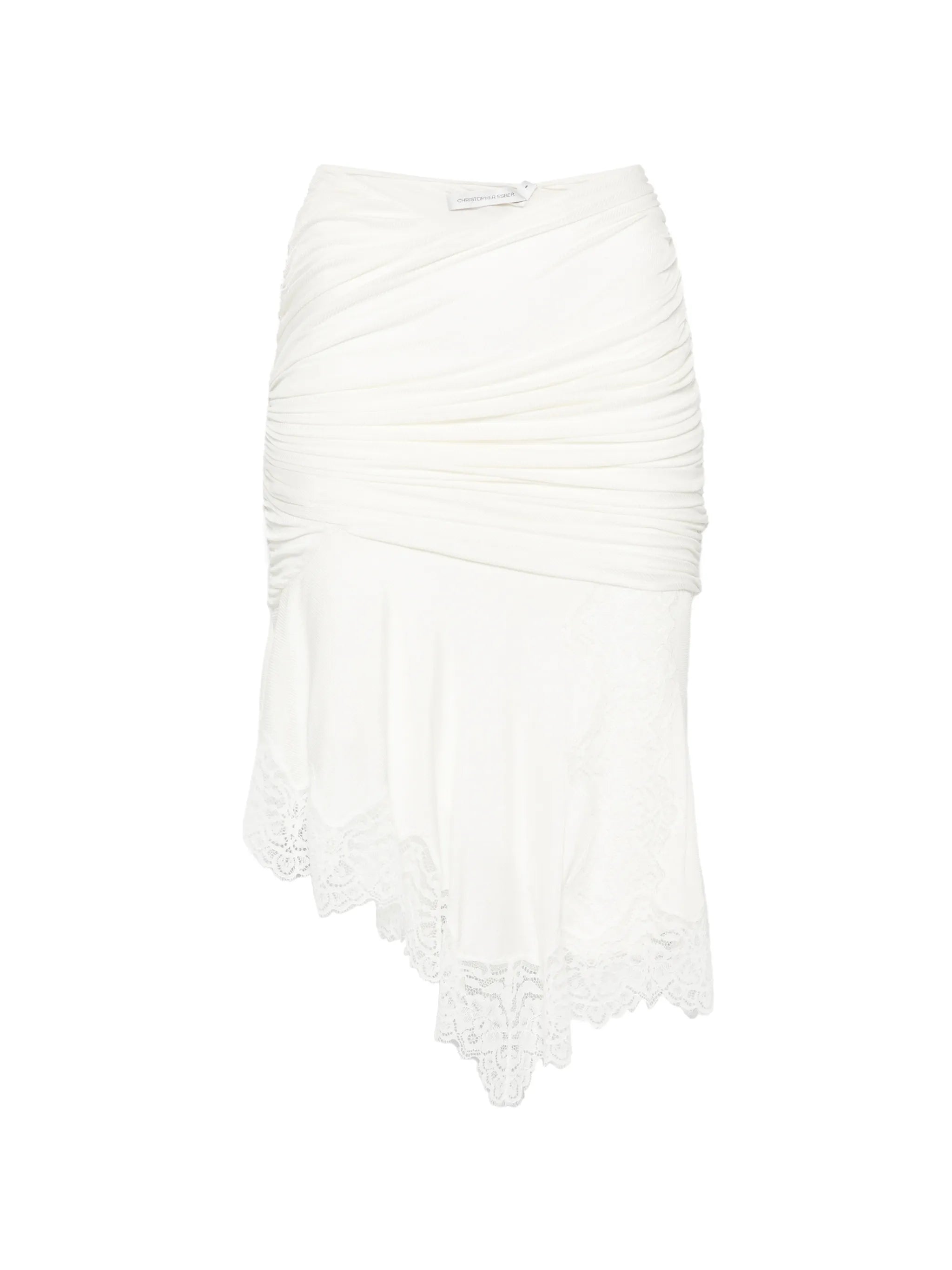 lace-trim gathered mini skirt