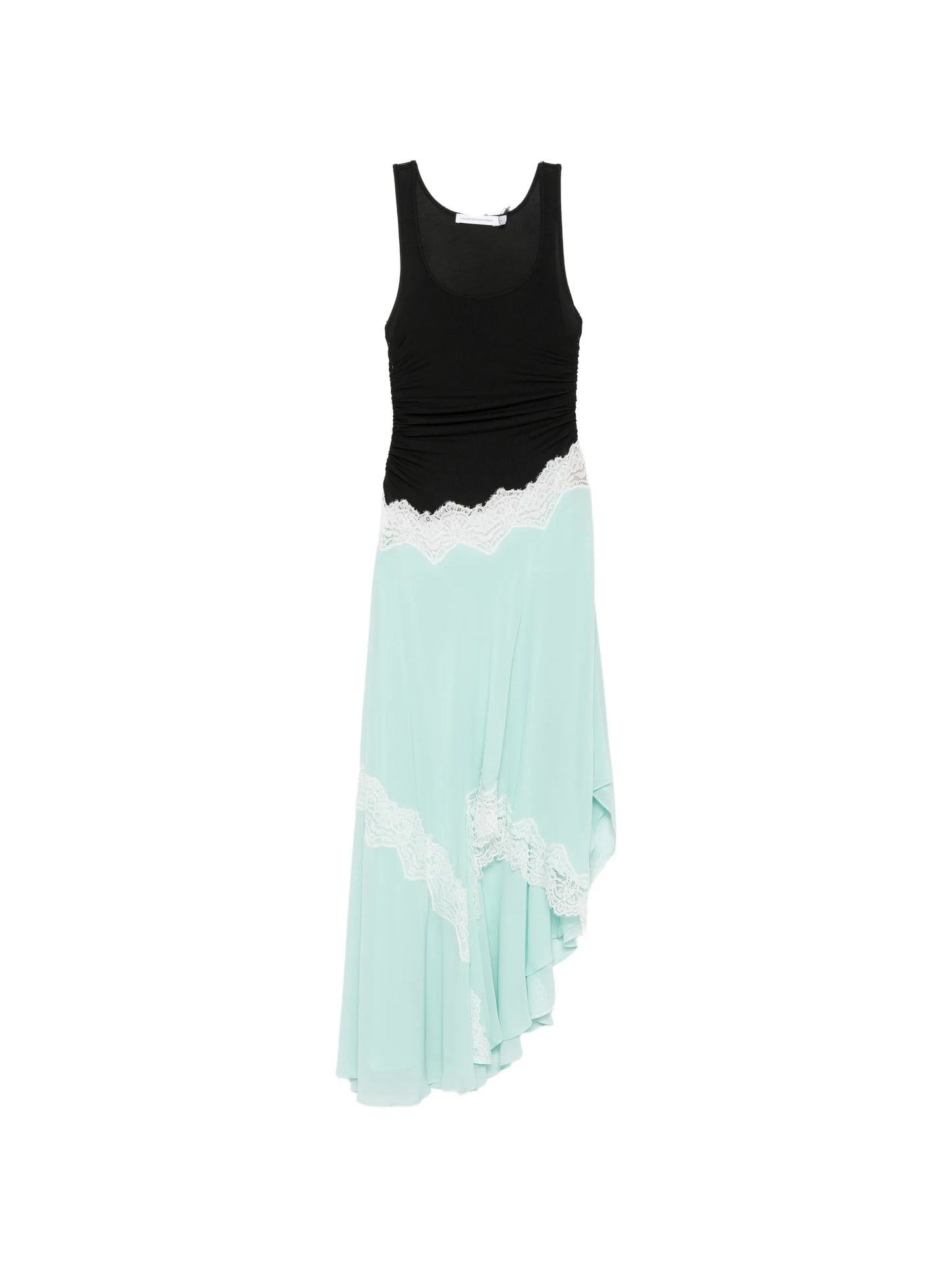 lace-trim gathered dress