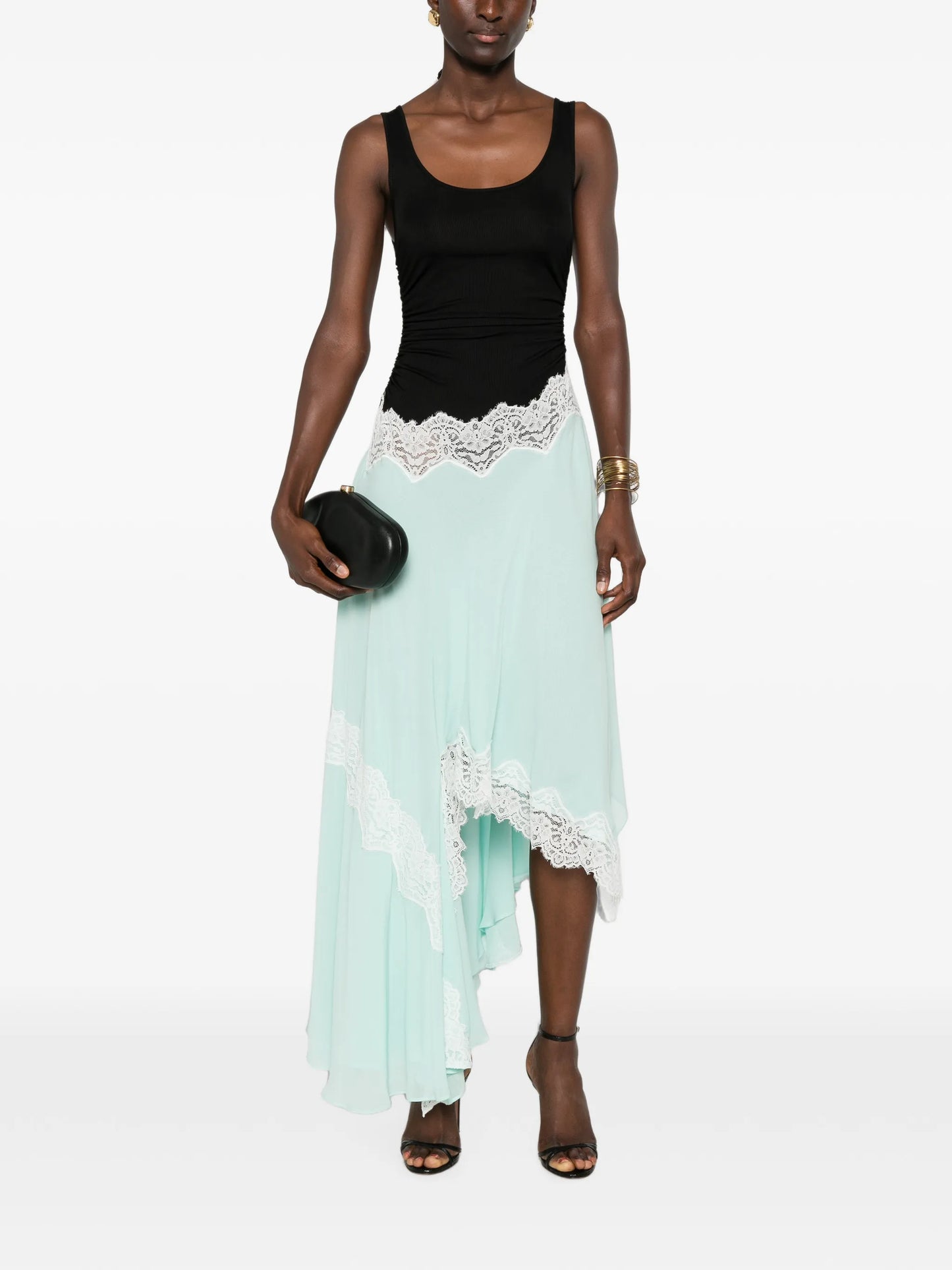 lace-trim gathered dress
