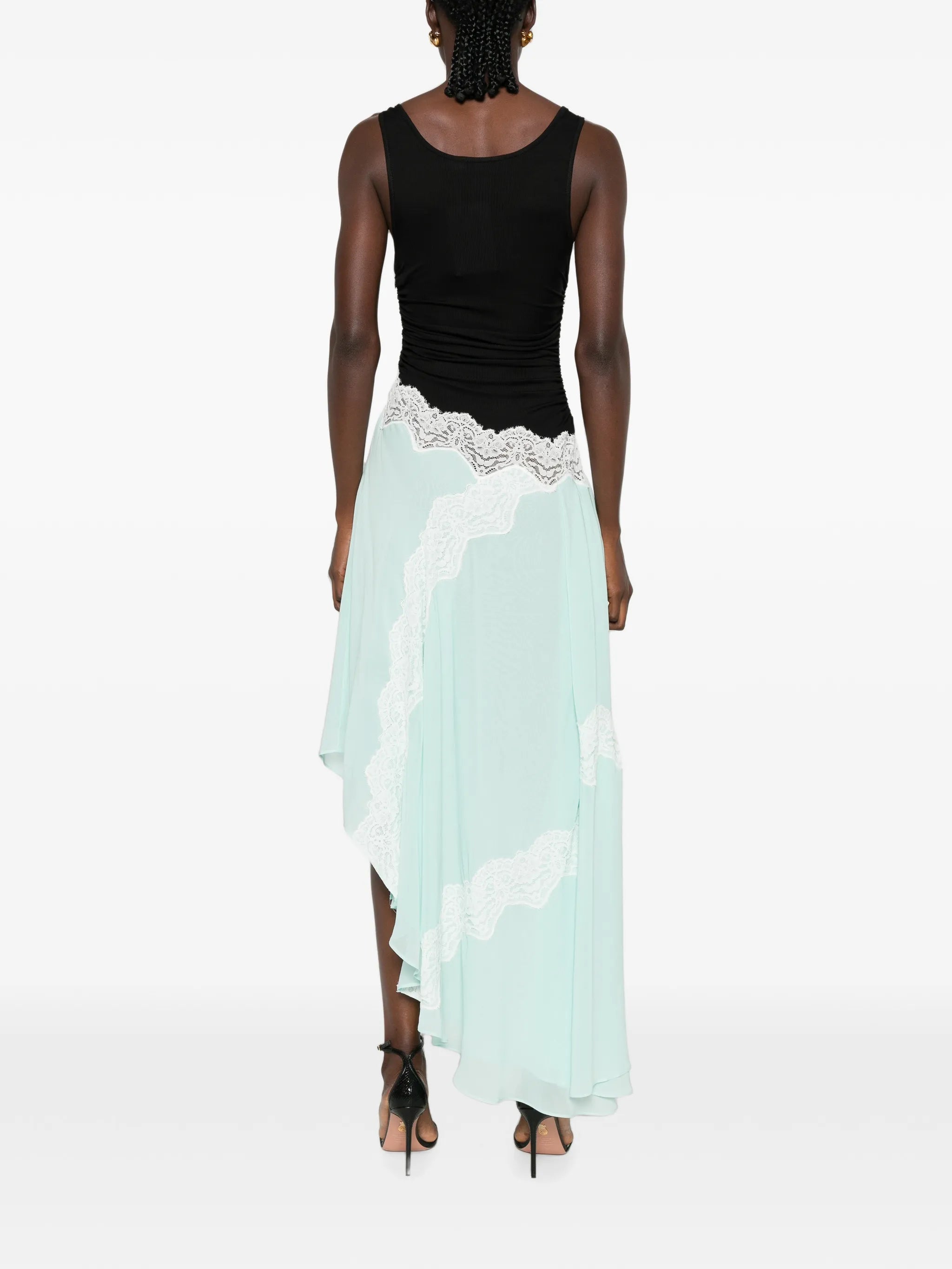 lace-trim gathered dress