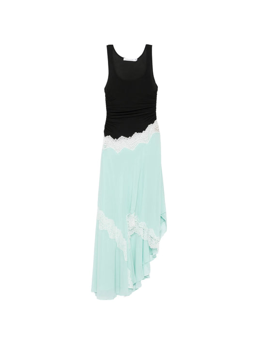 lace-trim gathered dress