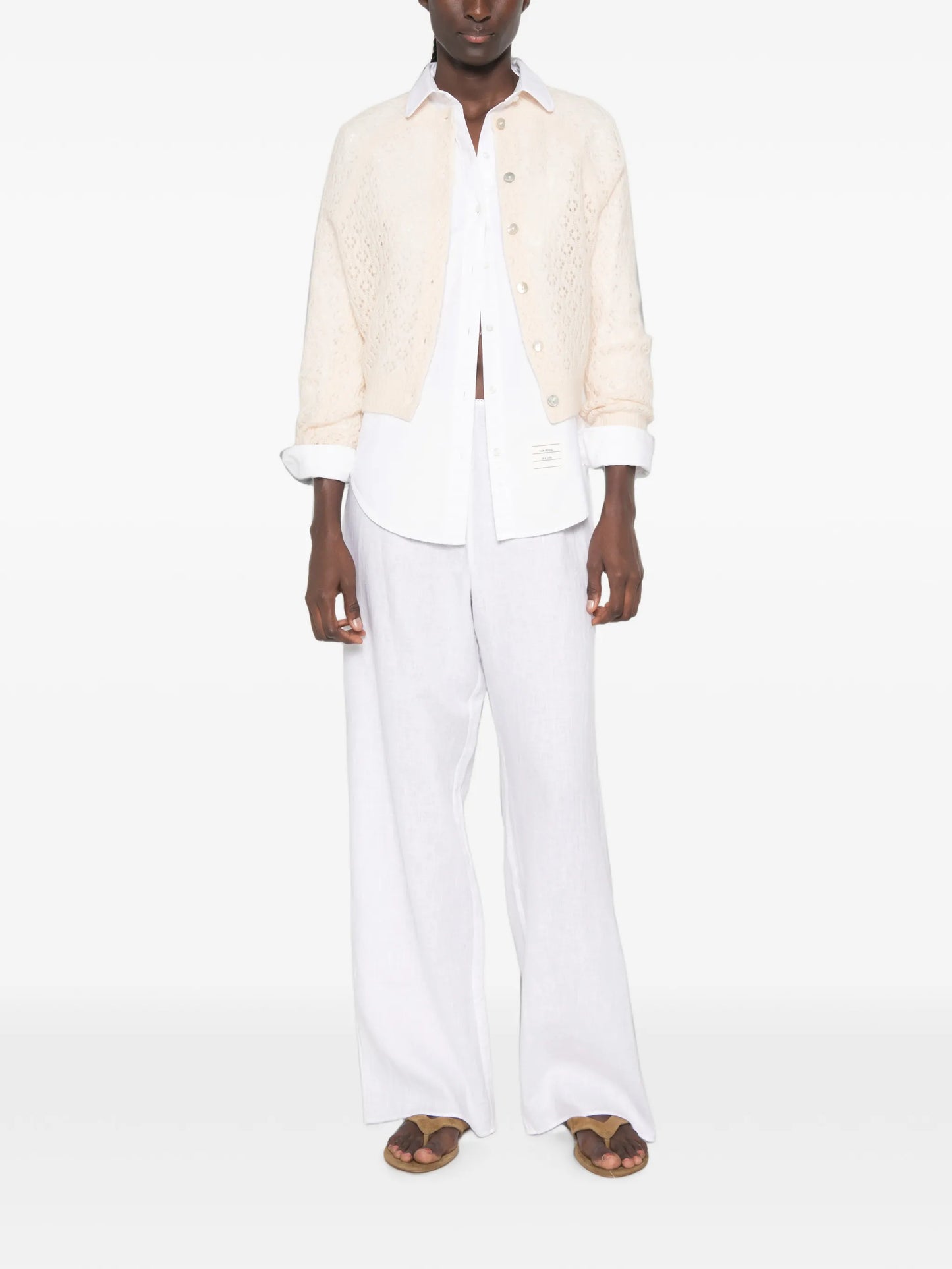 Petra pointelle-knit cardigan