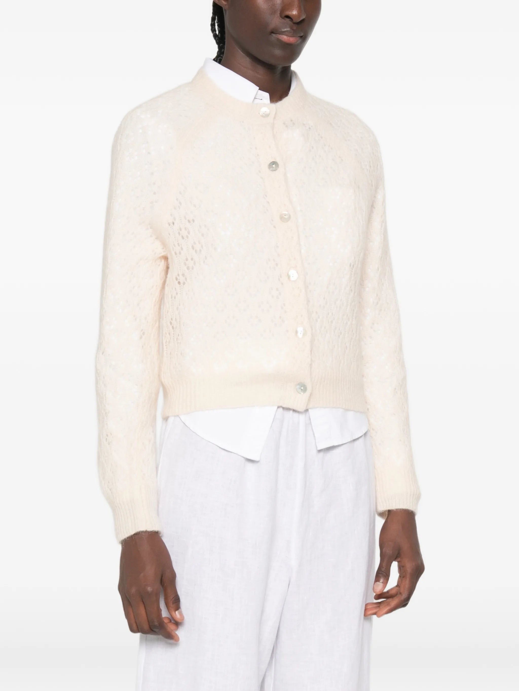 Petra pointelle-knit cardigan