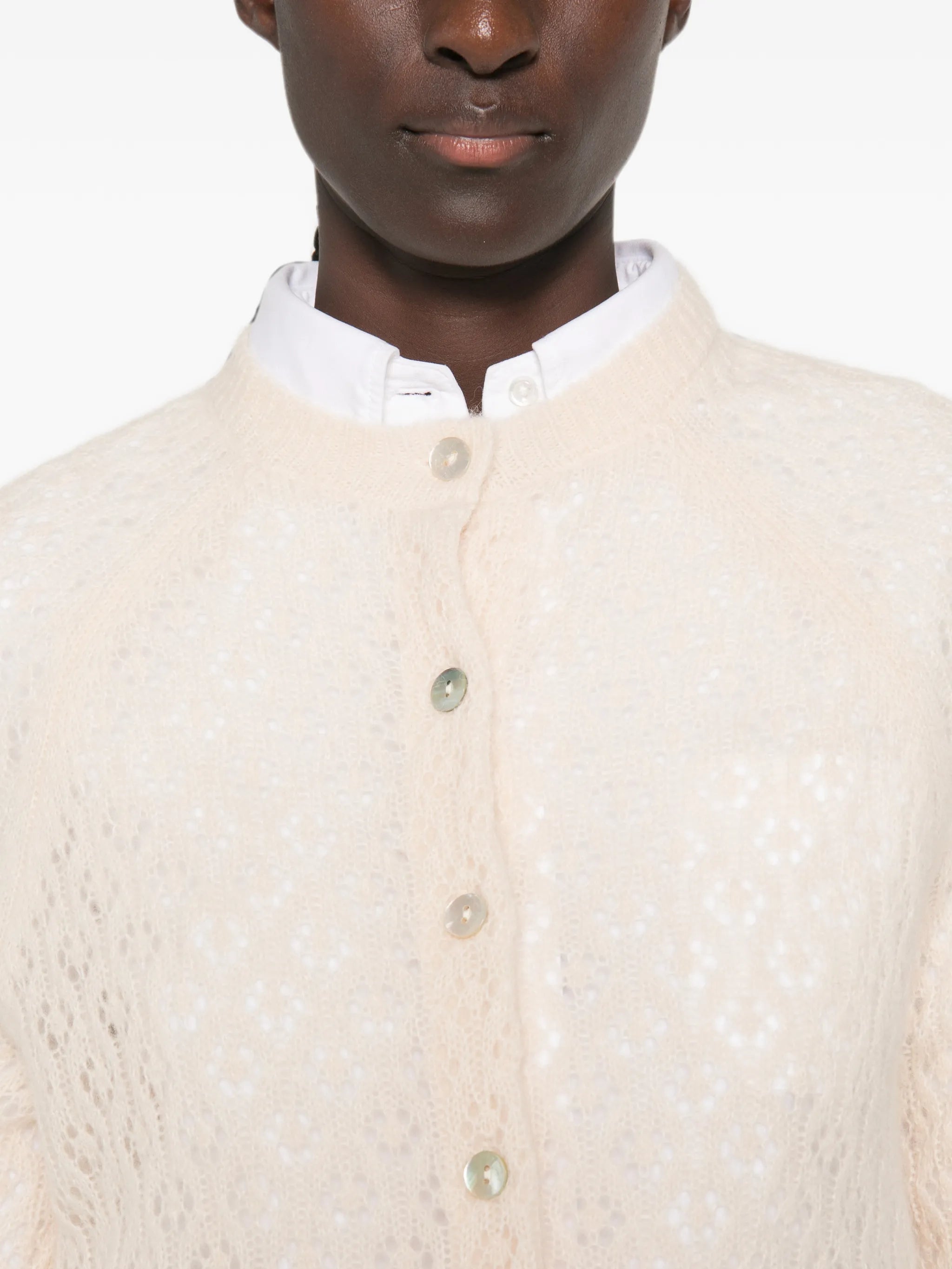 Petra pointelle-knit cardigan
