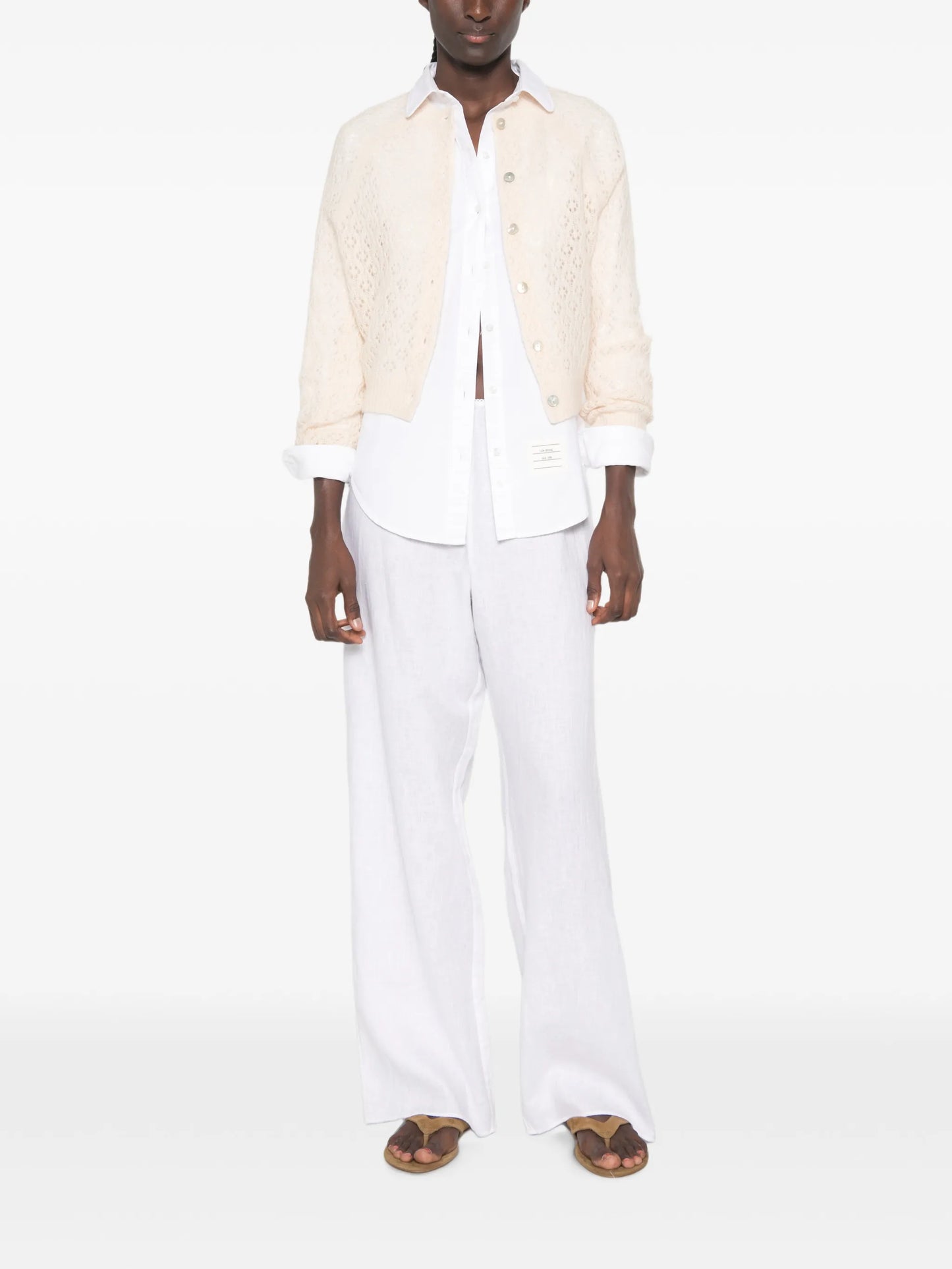 Petra pointelle-knit cardigan