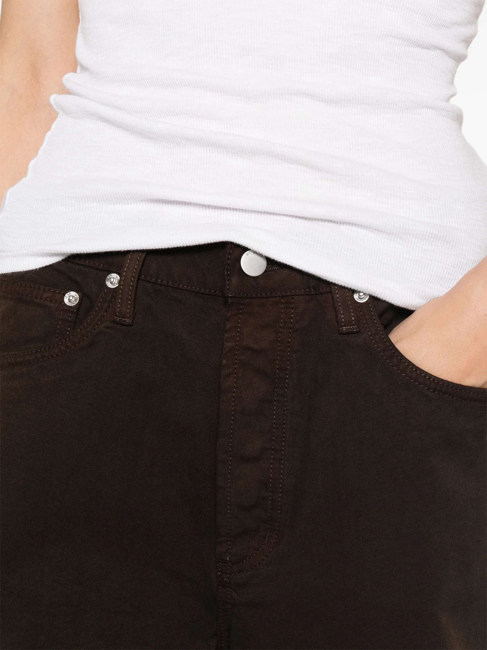 canvas mid-rise jeans