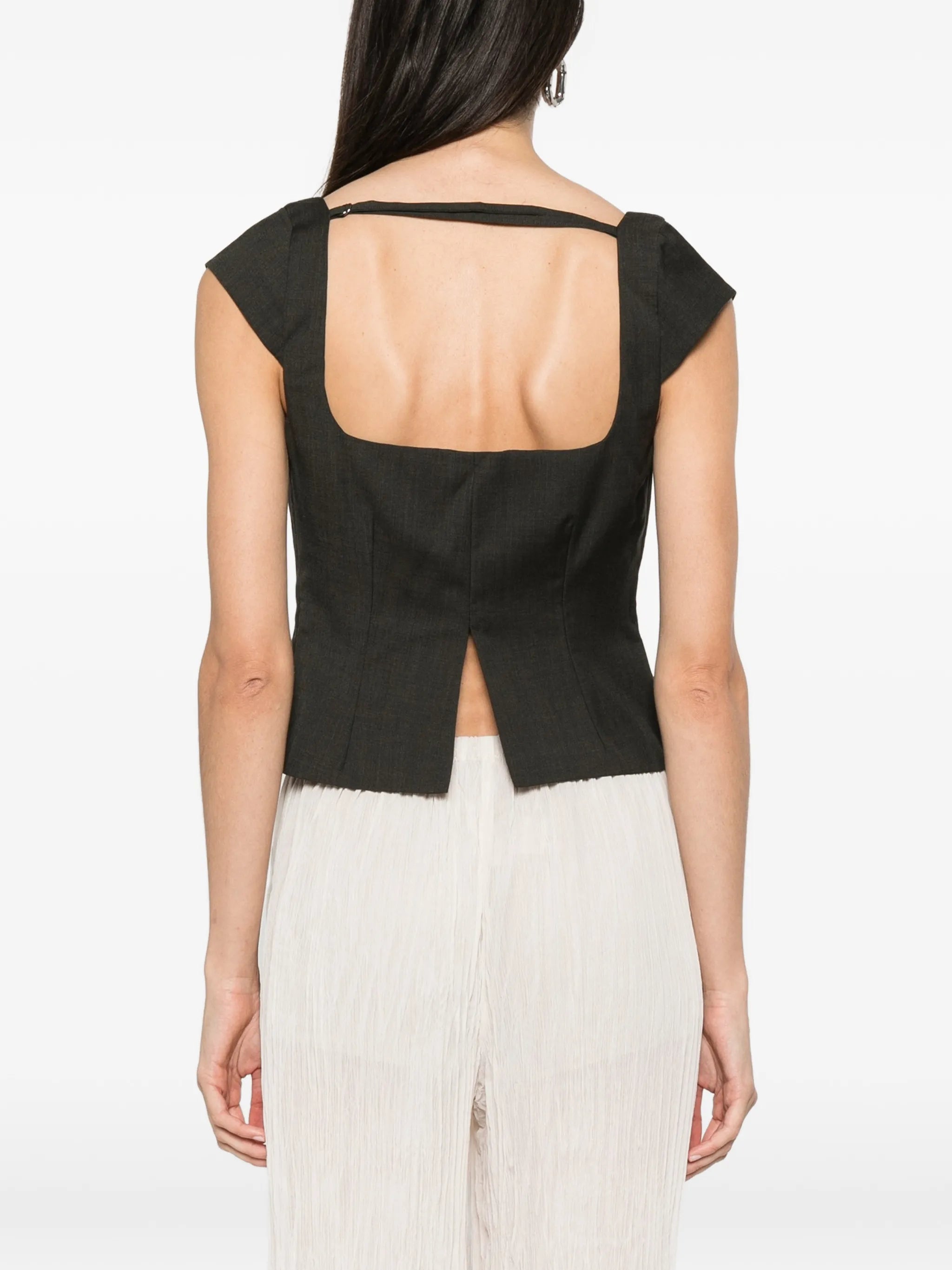 cap-sleeves square-neck top