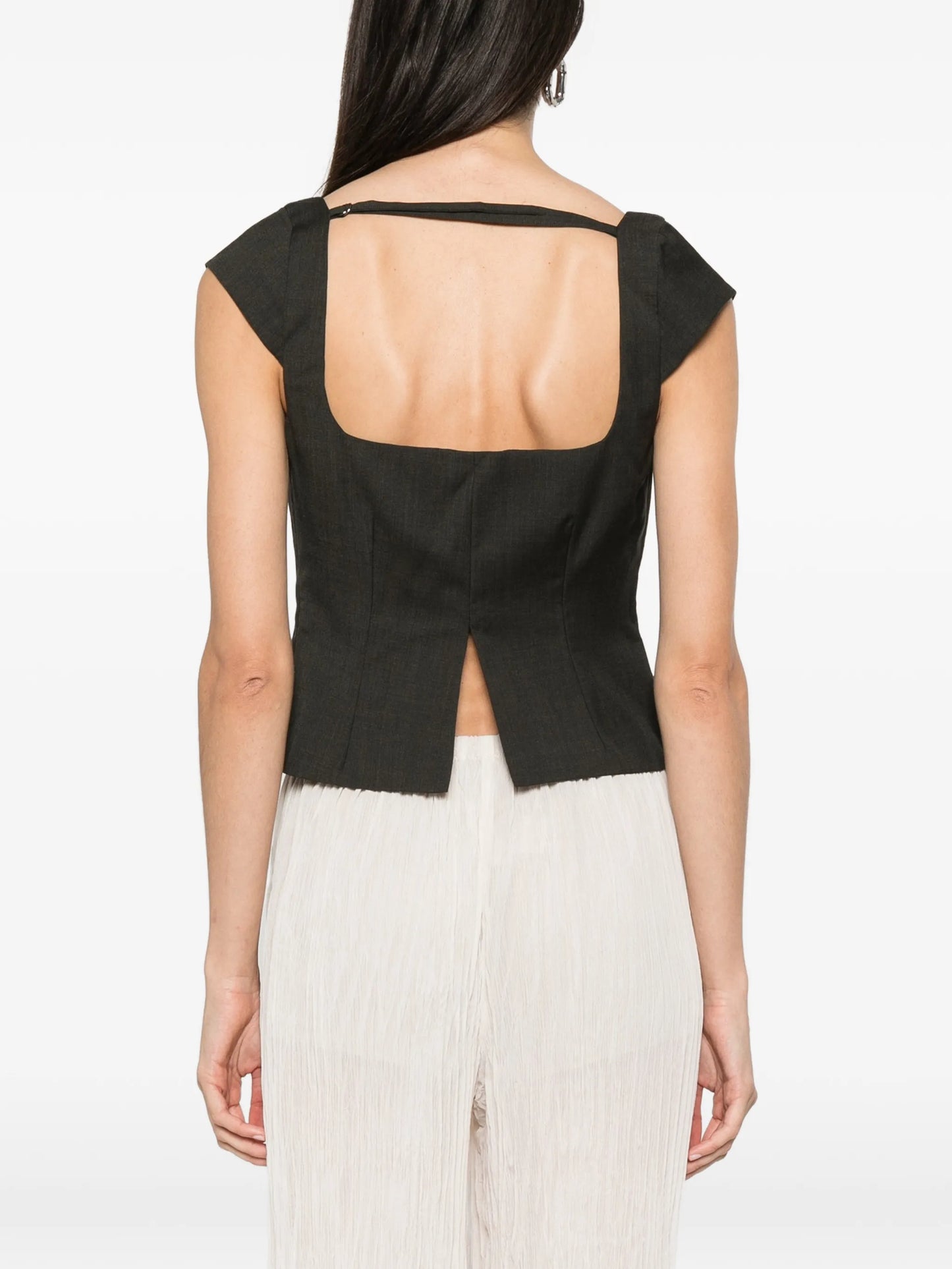 cap-sleeves square-neck top