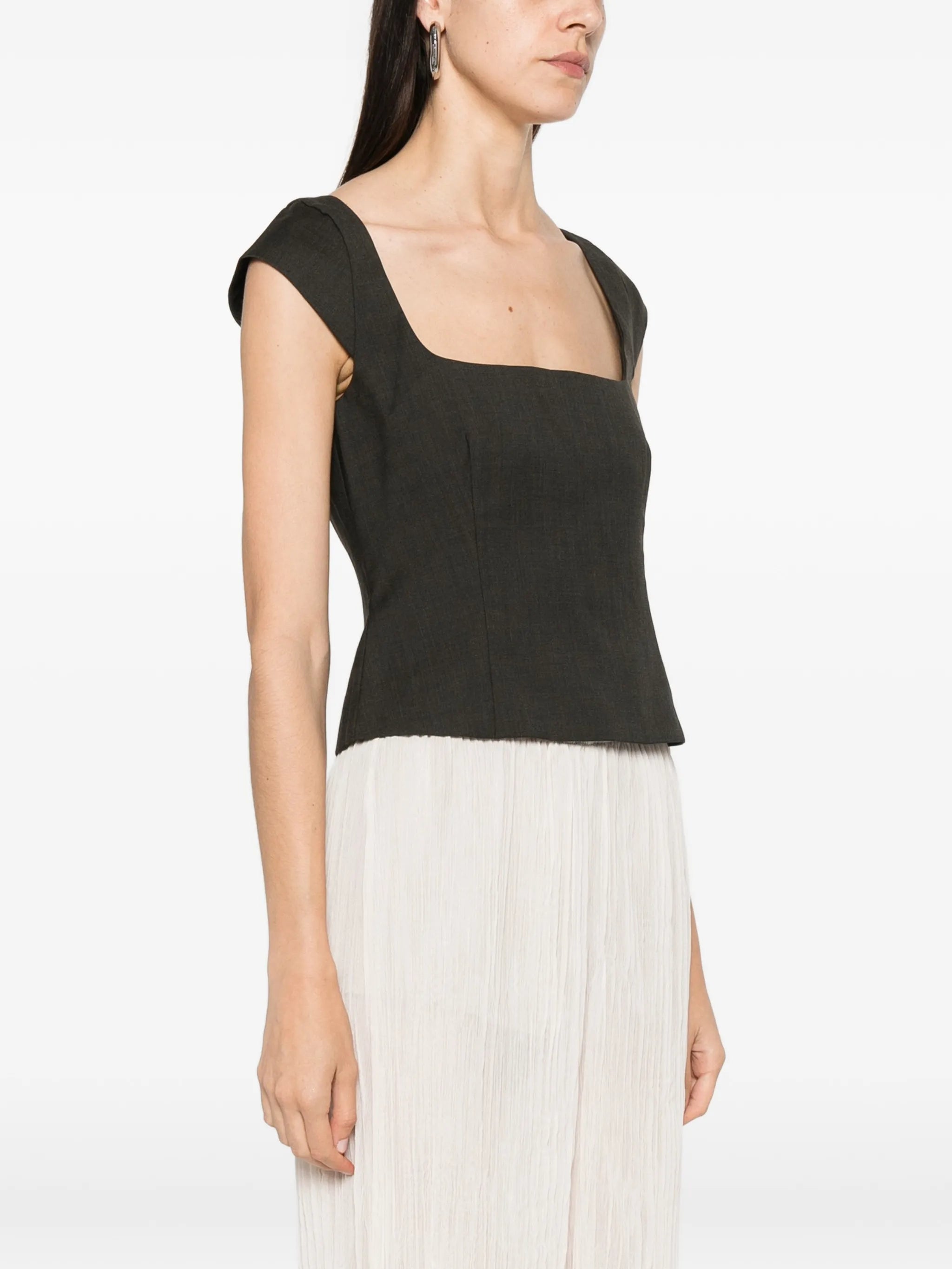 cap-sleeves square-neck top