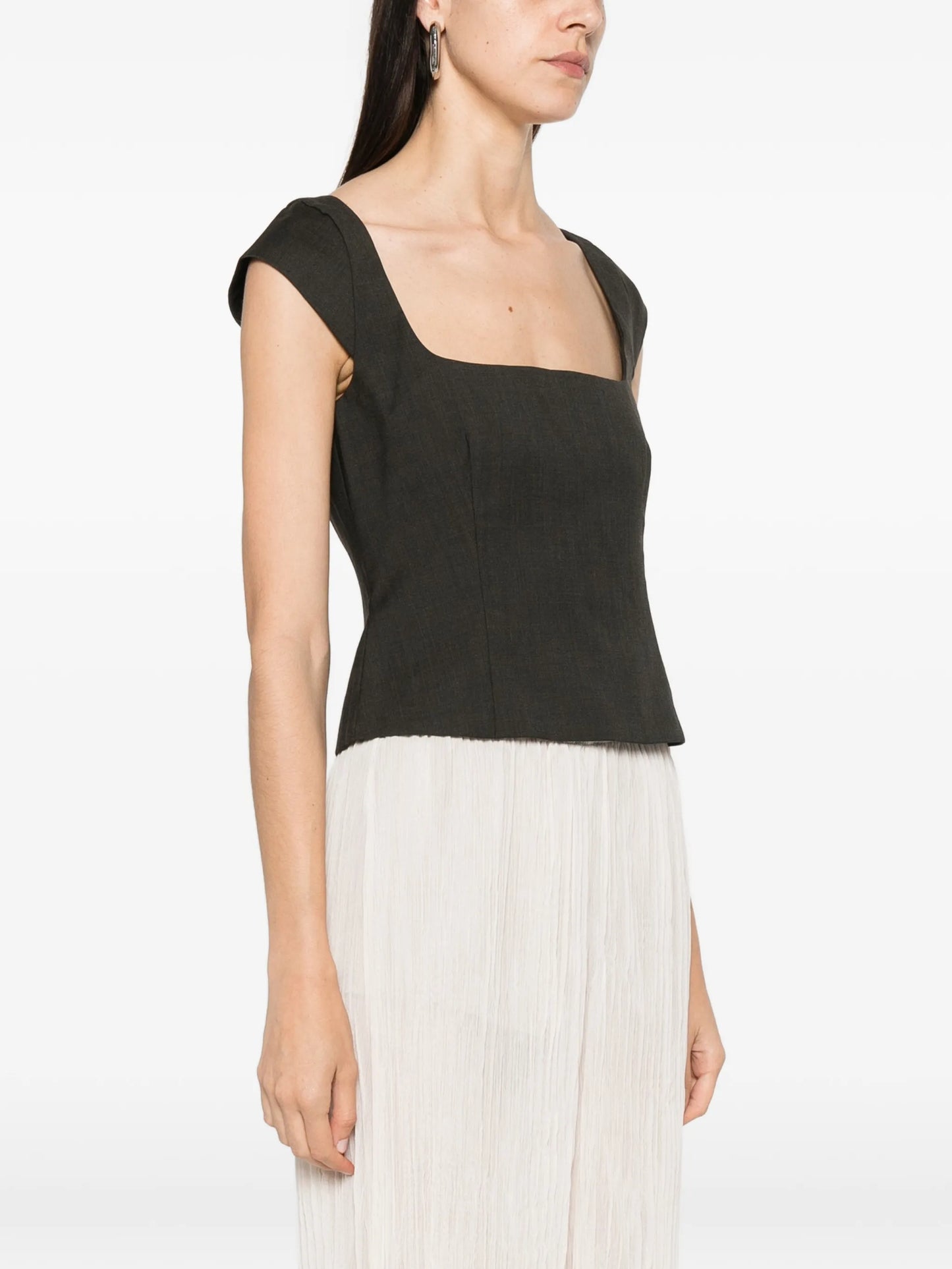 cap-sleeves square-neck top