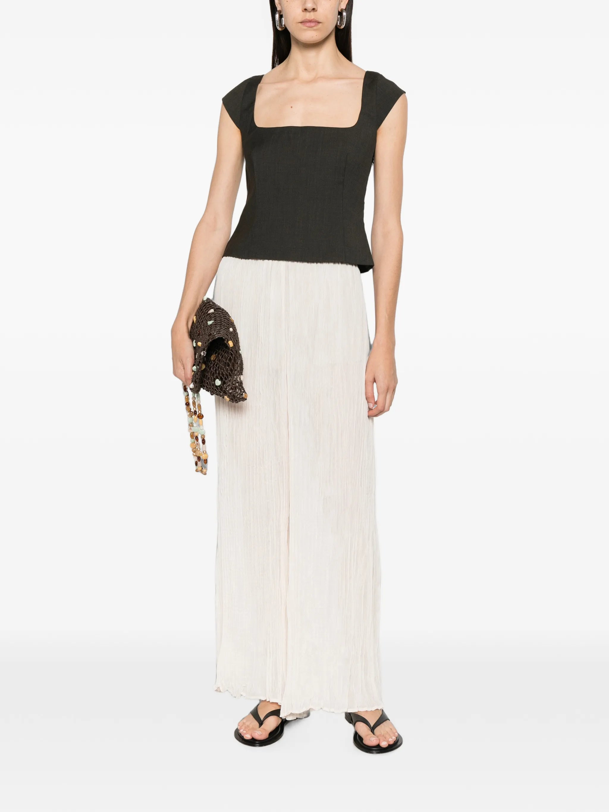 cap-sleeves square-neck top