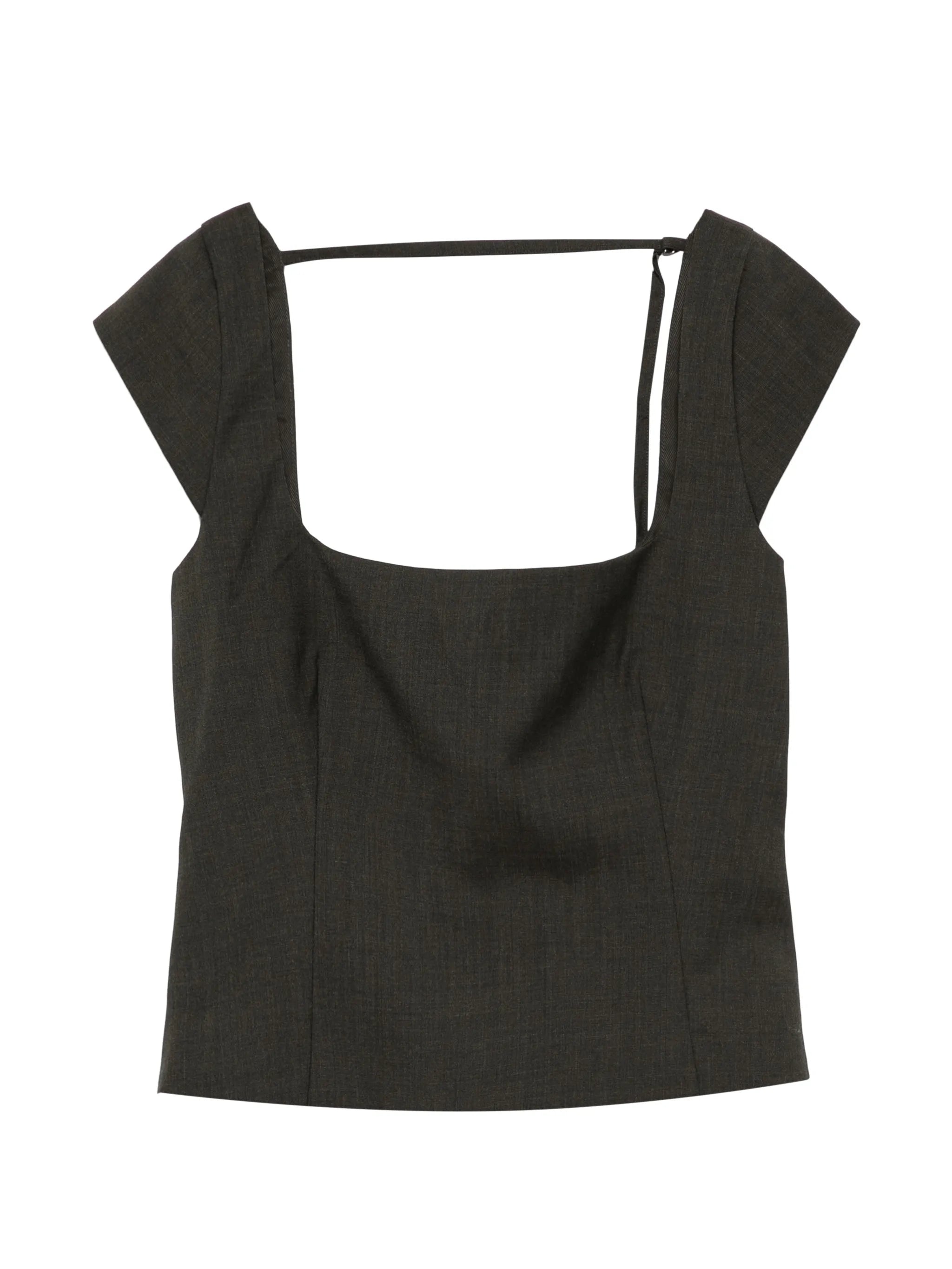 cap-sleeves square-neck top