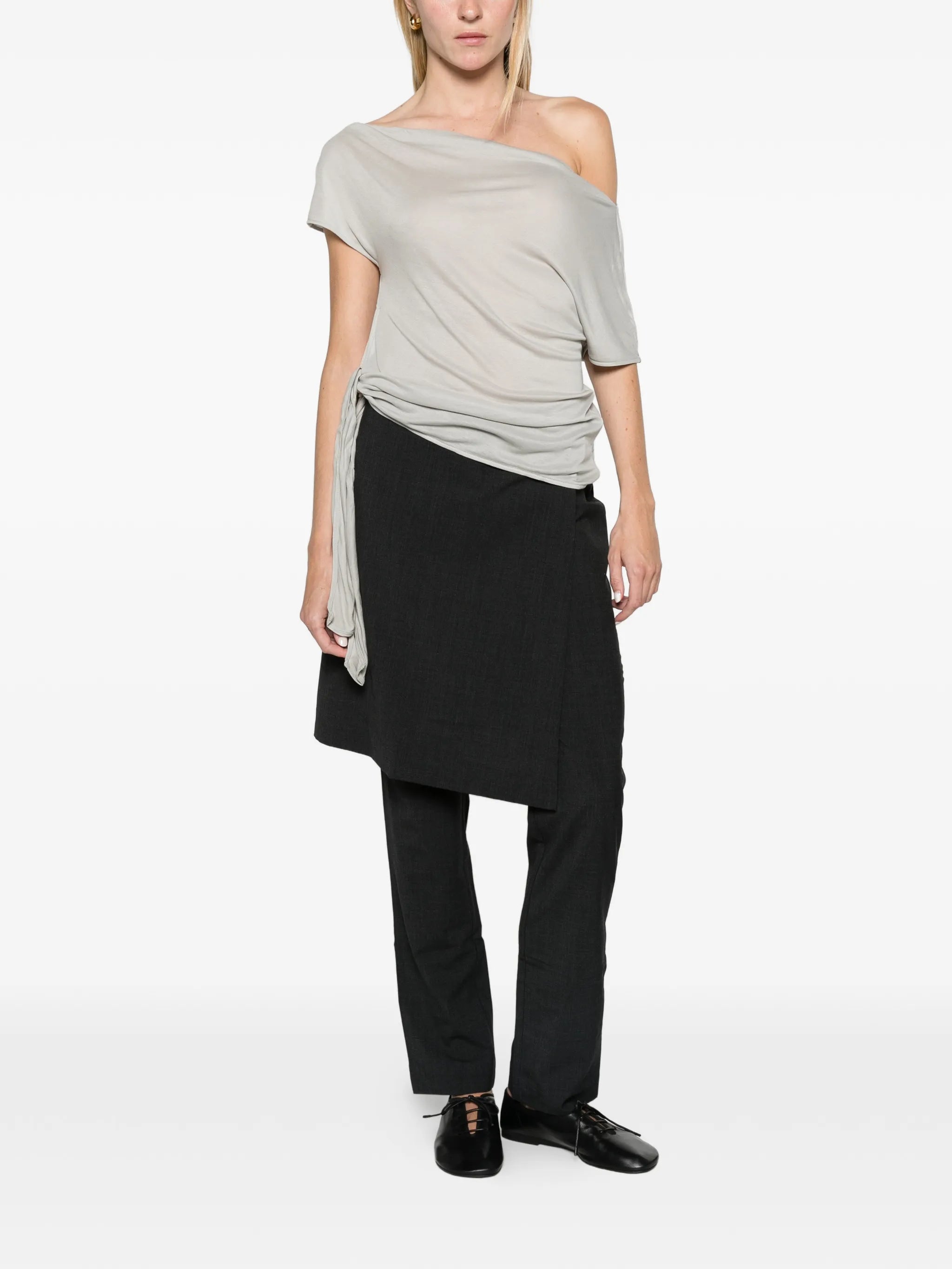 fine-jersey off-shoulder top - soft ash