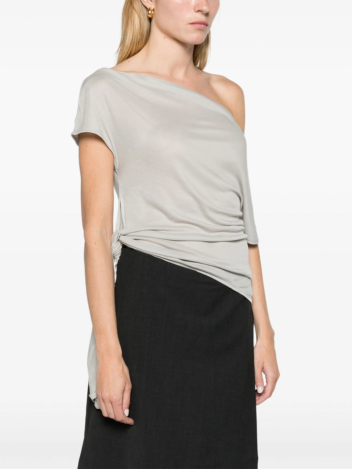 fine-jersey off-shoulder top - soft ash