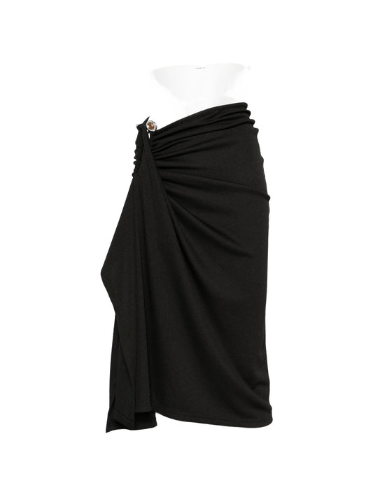 crystal-clasp cascade midi skirt