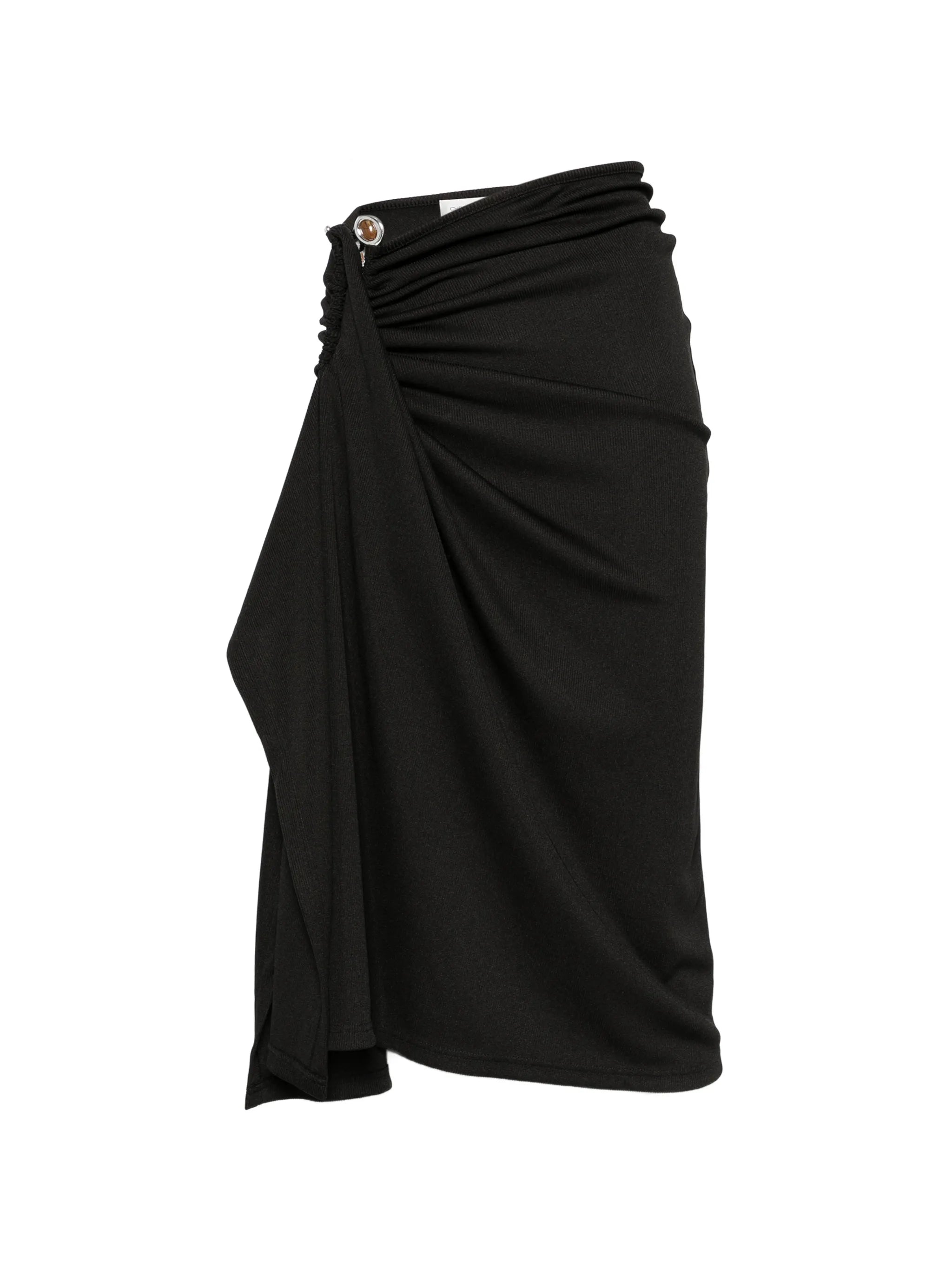 crystal-clasp cascade midi skirt