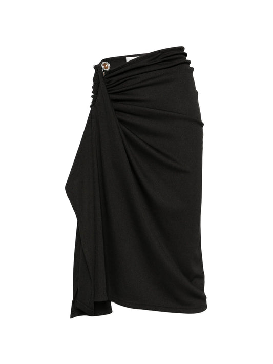 crystal-clasp cascade midi skirt