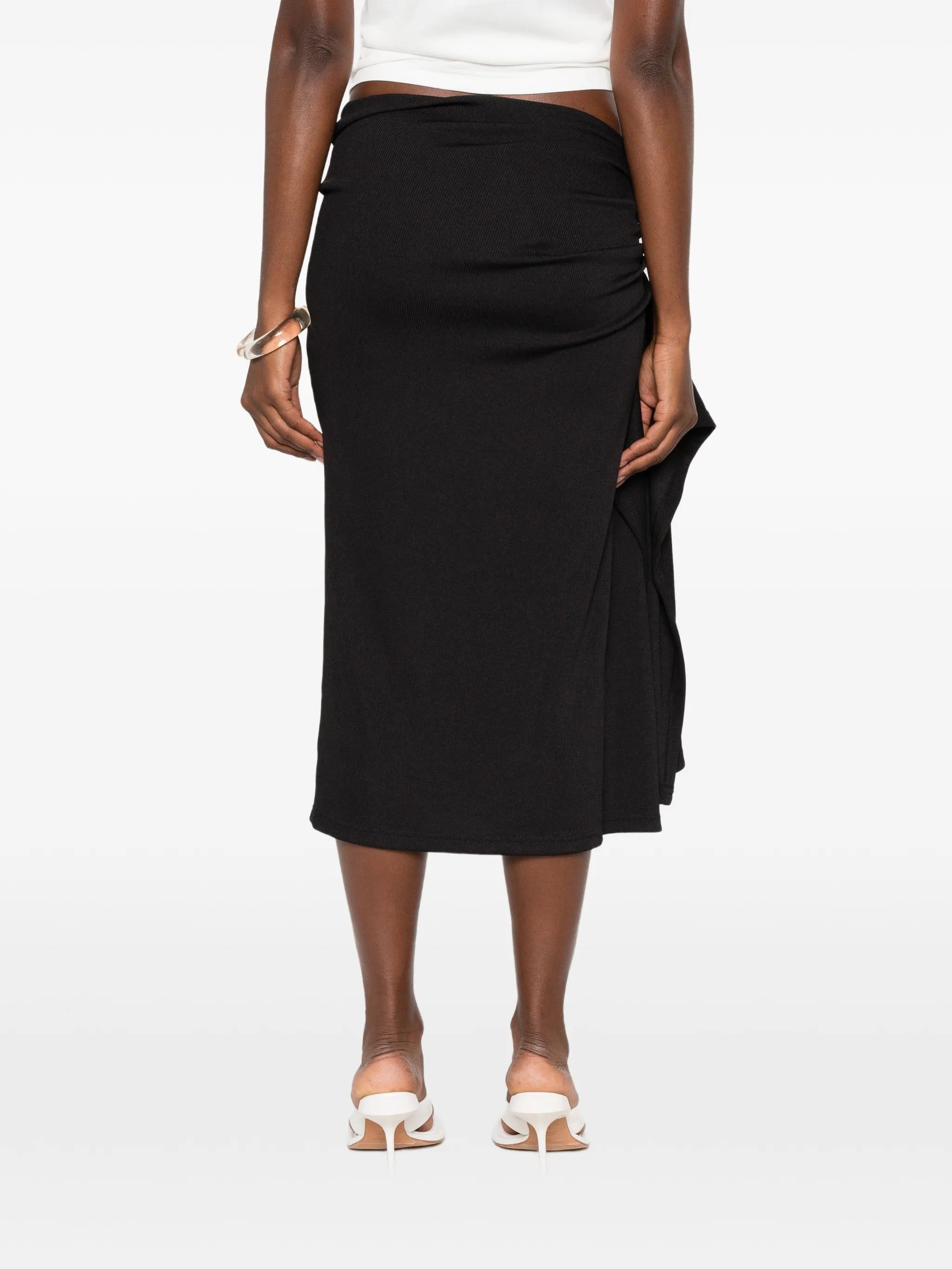 crystal-clasp cascade midi skirt