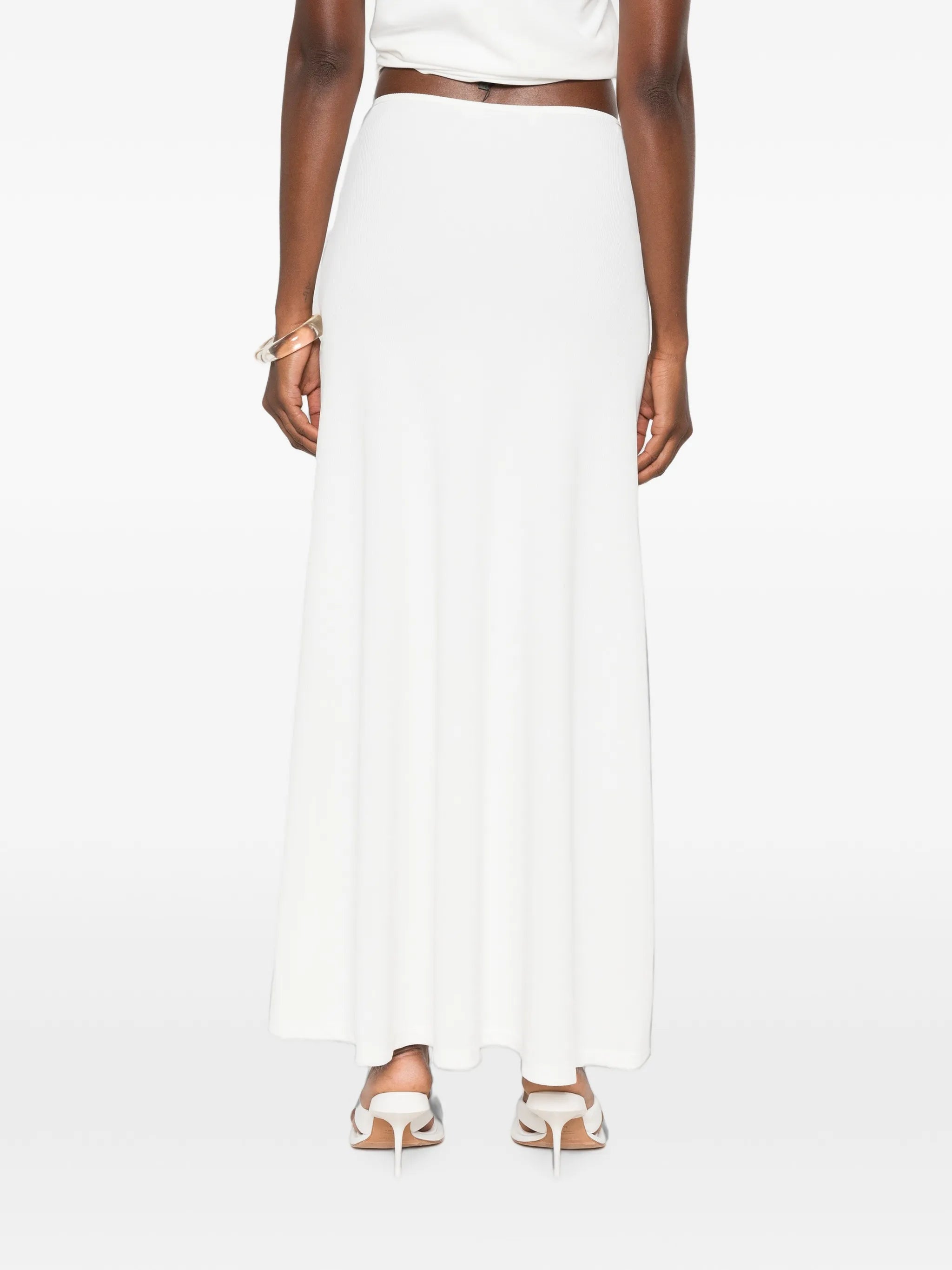 Droplet crystal-embellished ruched maxi skirt