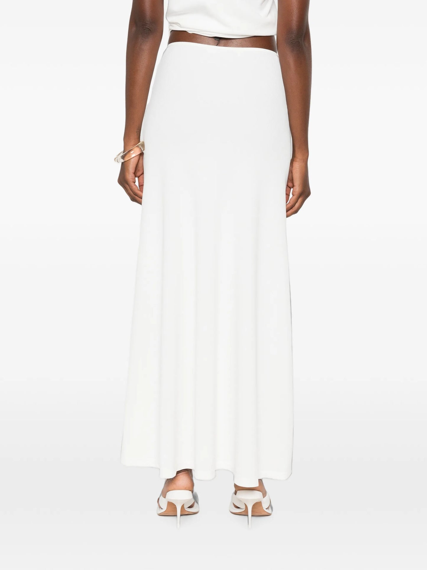 Droplet crystal-embellished ruched maxi skirt