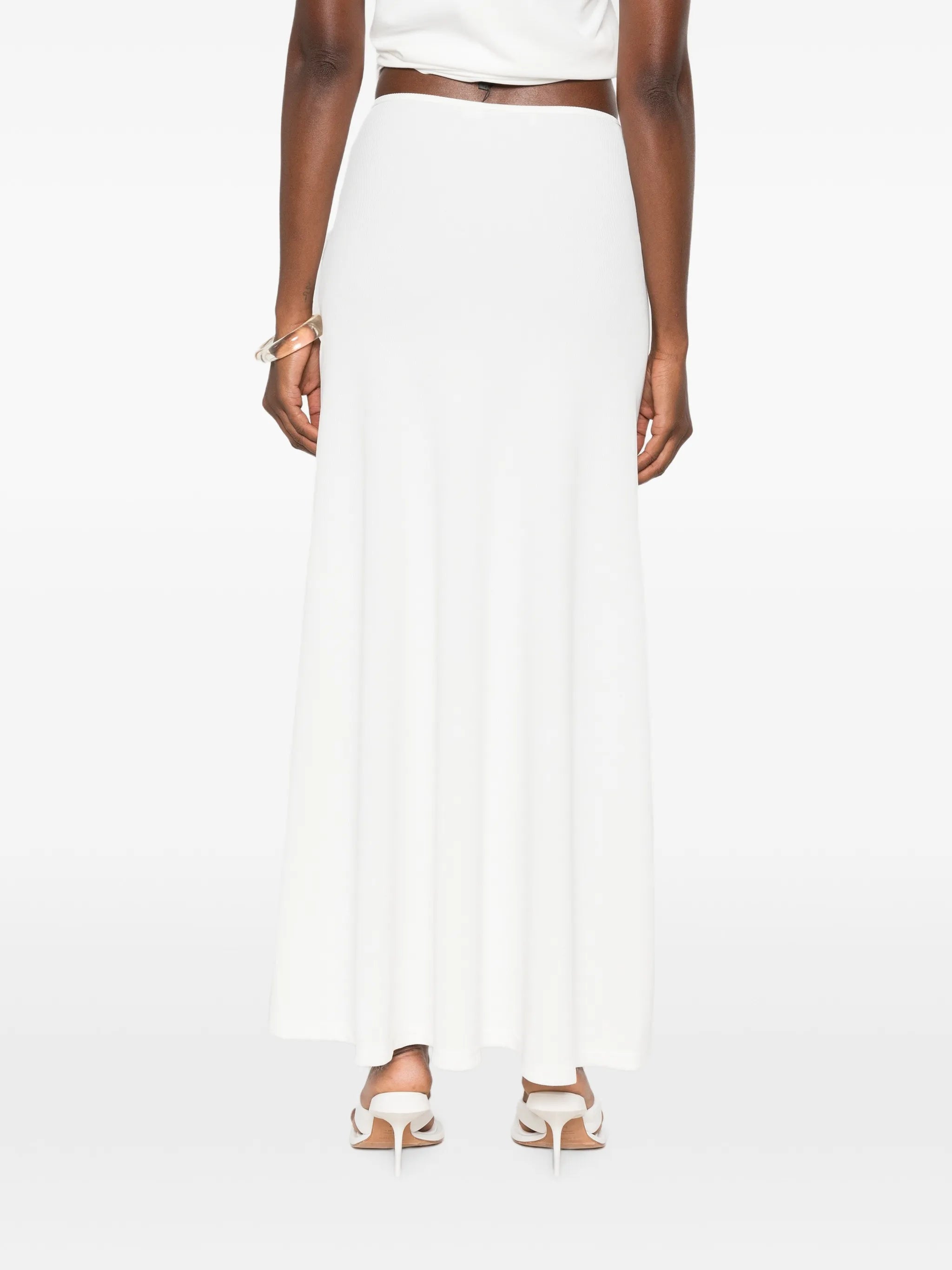 Droplet crystal-embellished ruched maxi skirt