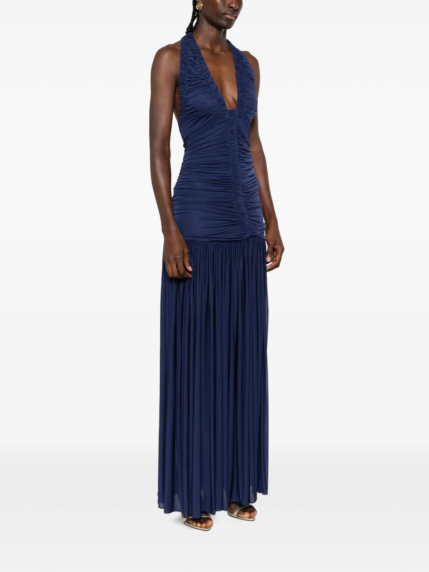 Orion ruched V-neck maxi dress