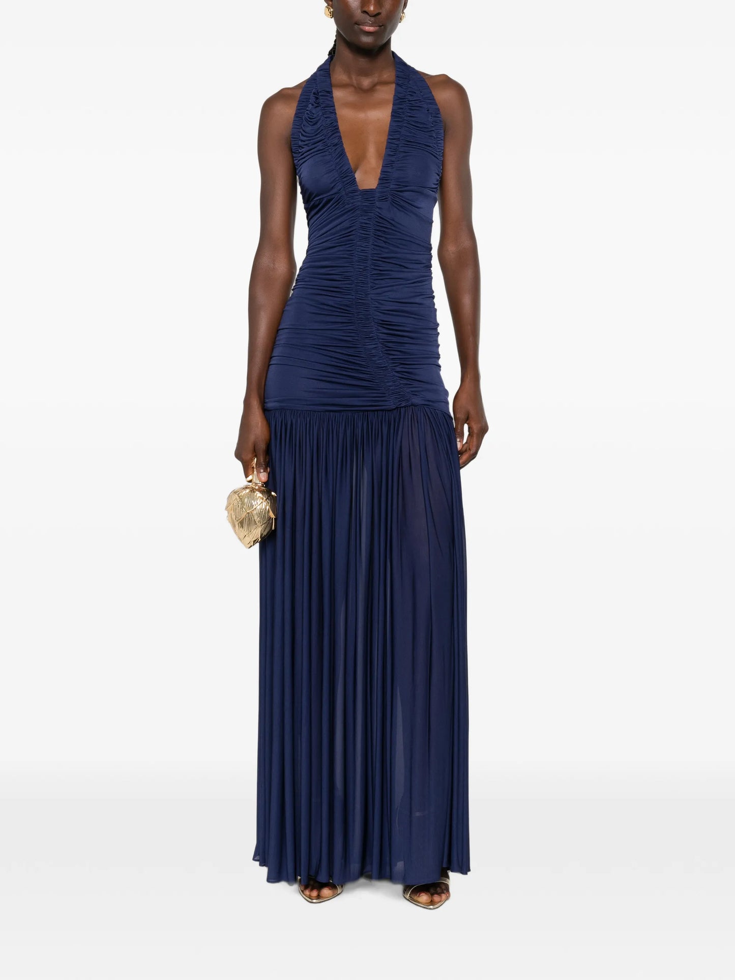 Orion ruched V-neck maxi dress