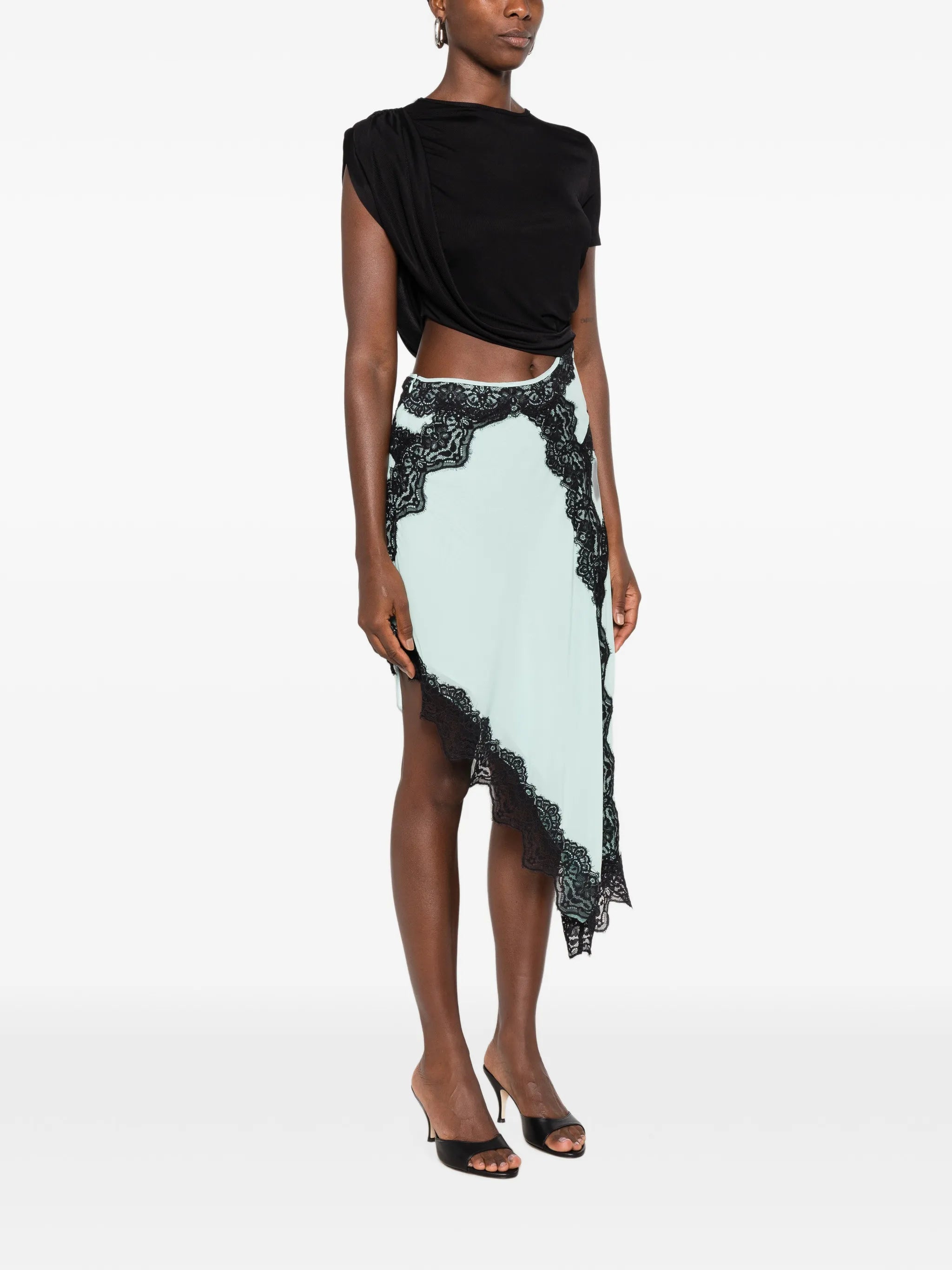 Verve lace-trim asymmetric dress