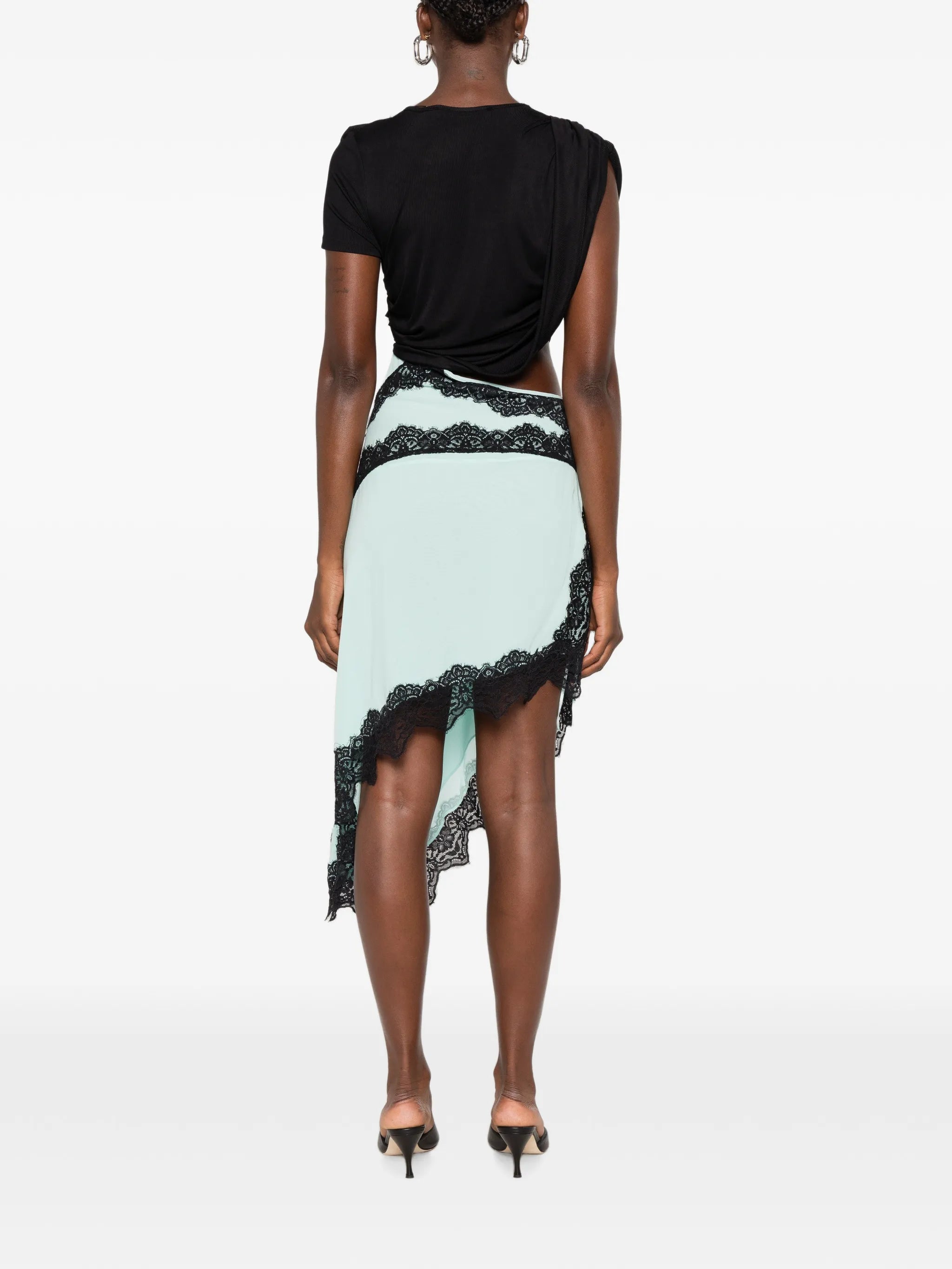 Verve lace-trim asymmetric dress