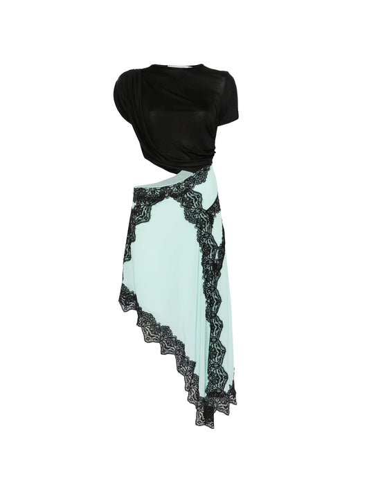Verve lace-trim asymmetric dress