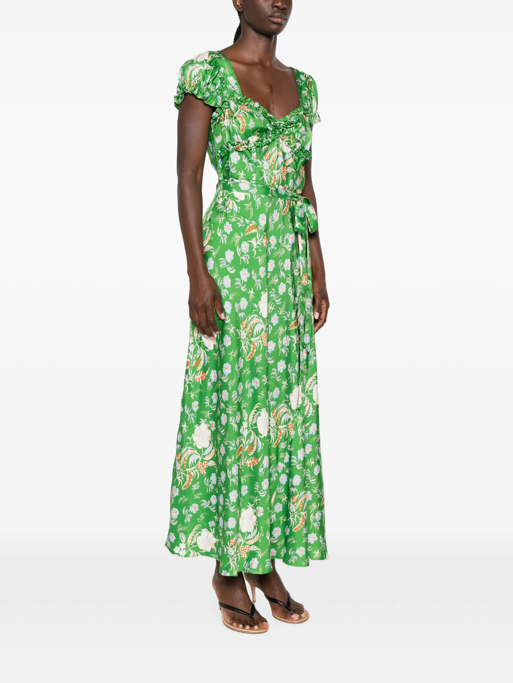 Valerine floral-print ruffled silk maxi dress