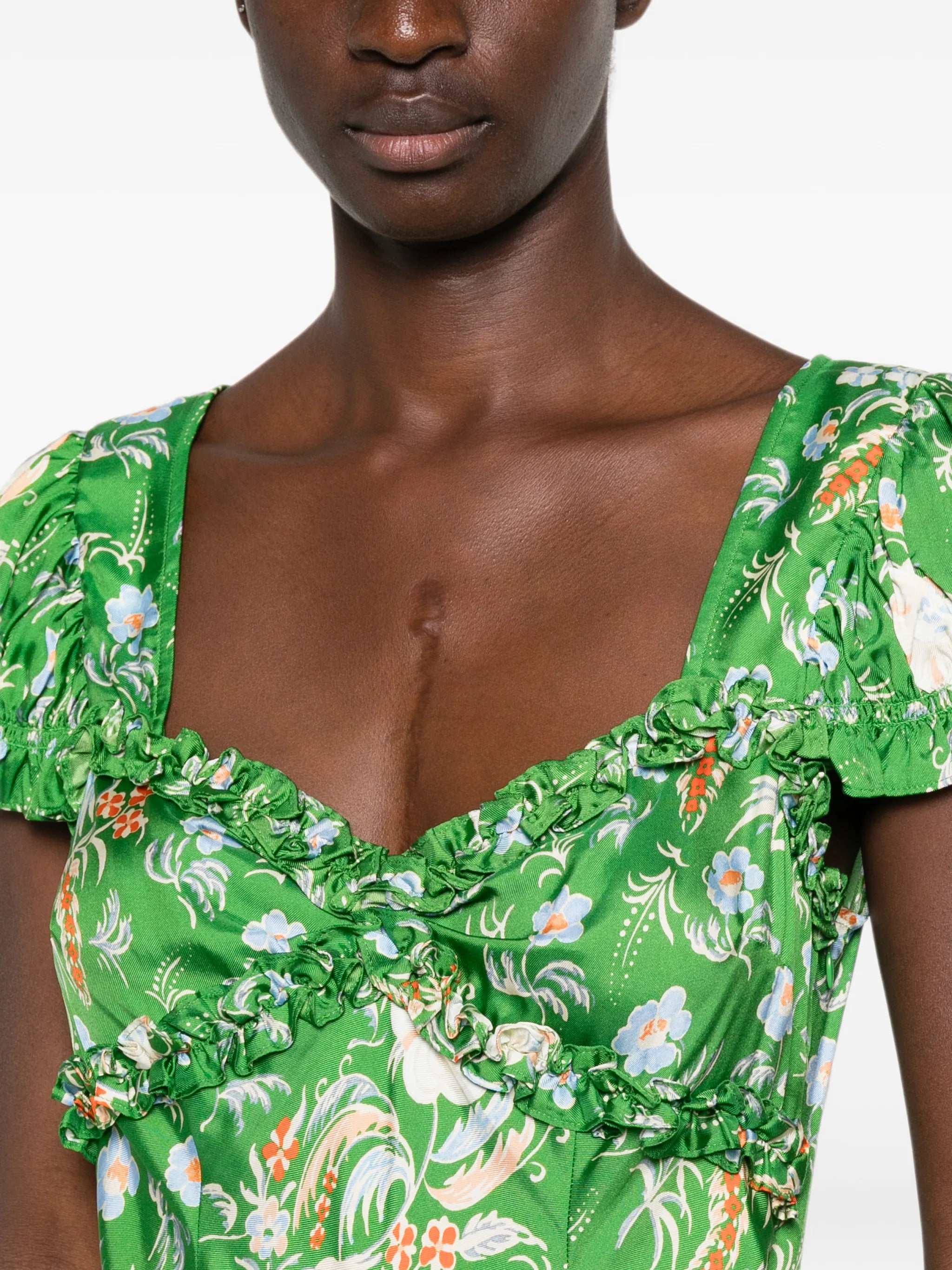 Valerine floral-print ruffled silk maxi dress