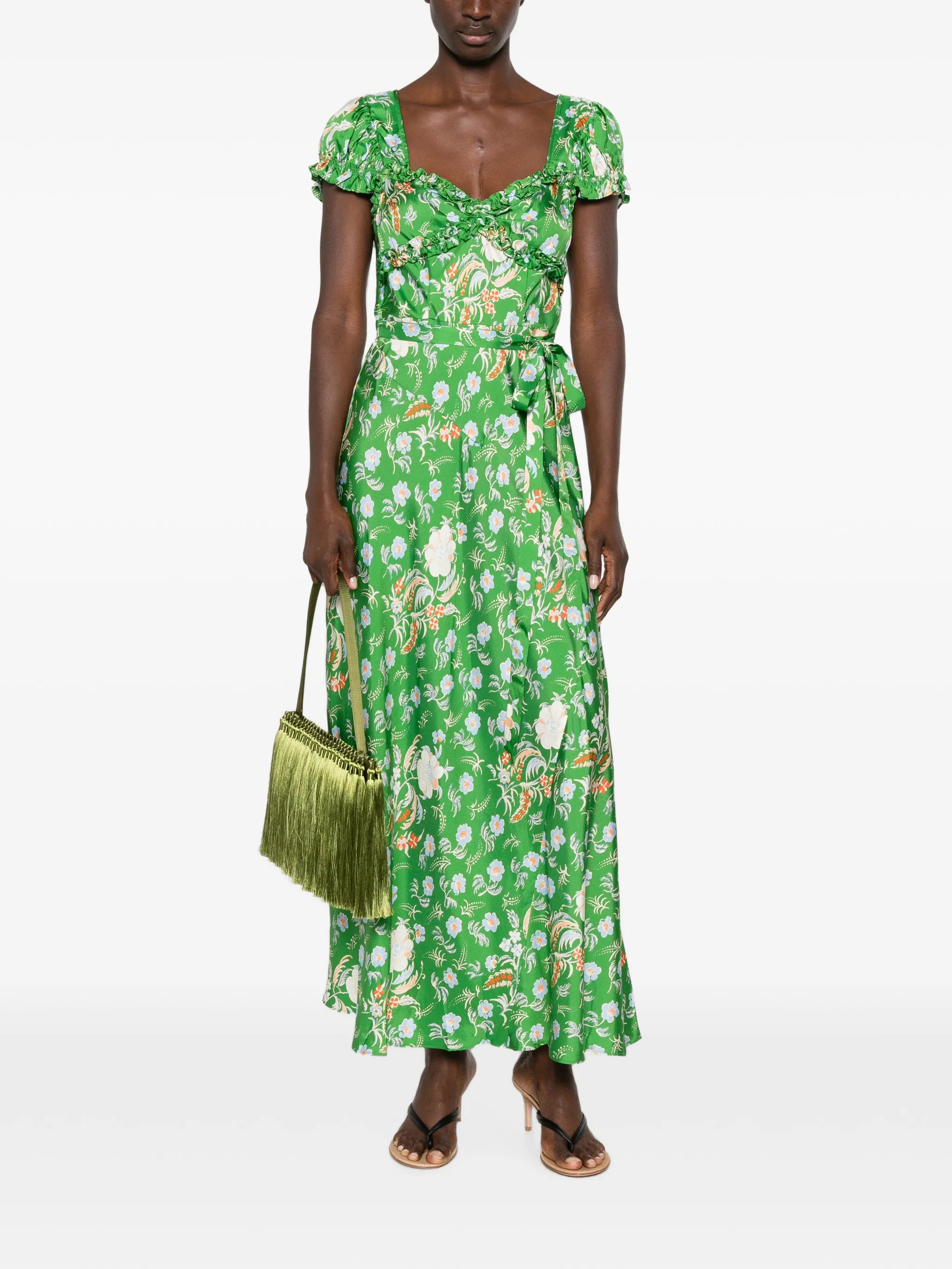 Valerine floral-print ruffled silk maxi dress