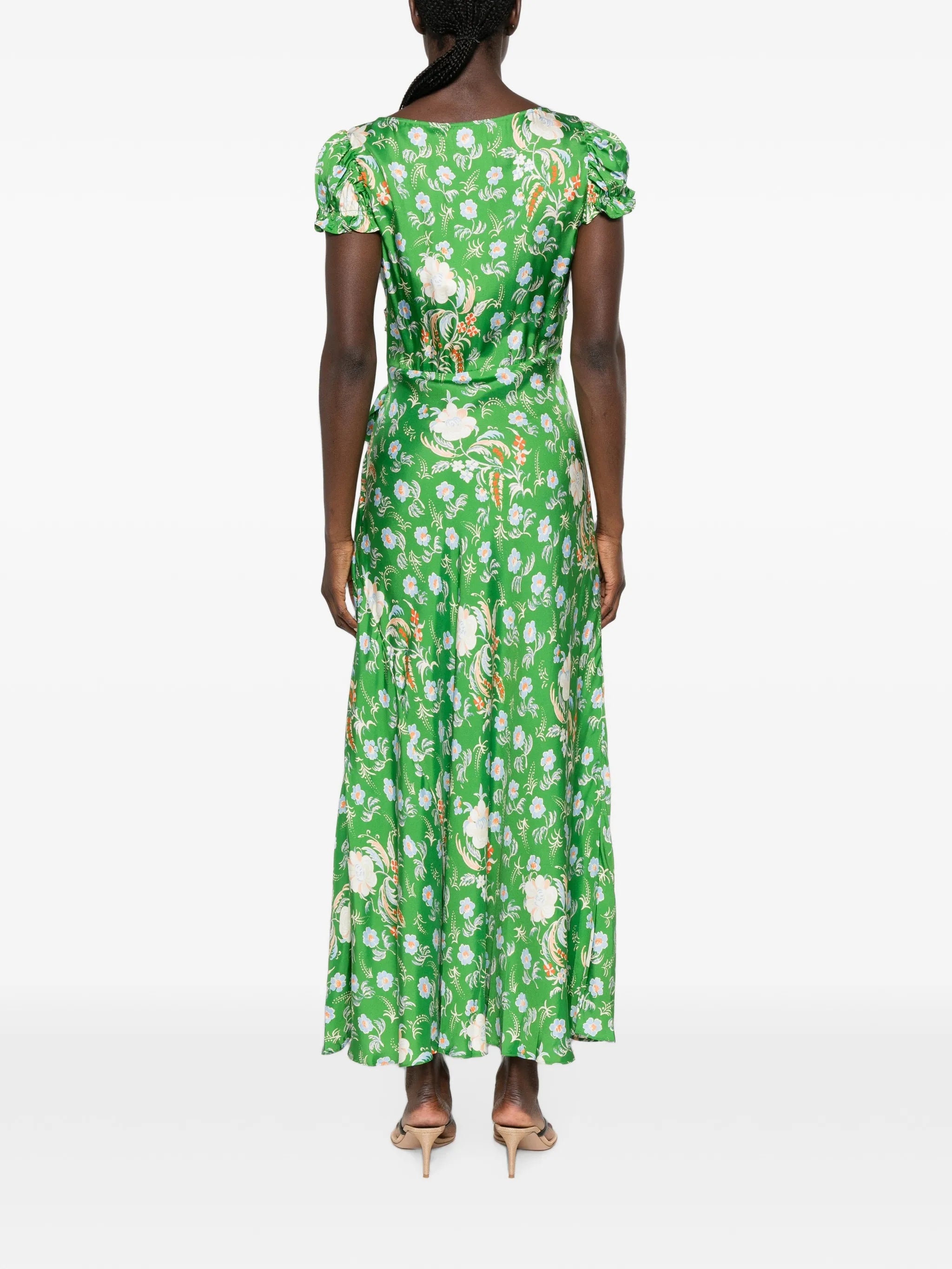 Valerine floral-print ruffled silk maxi dress
