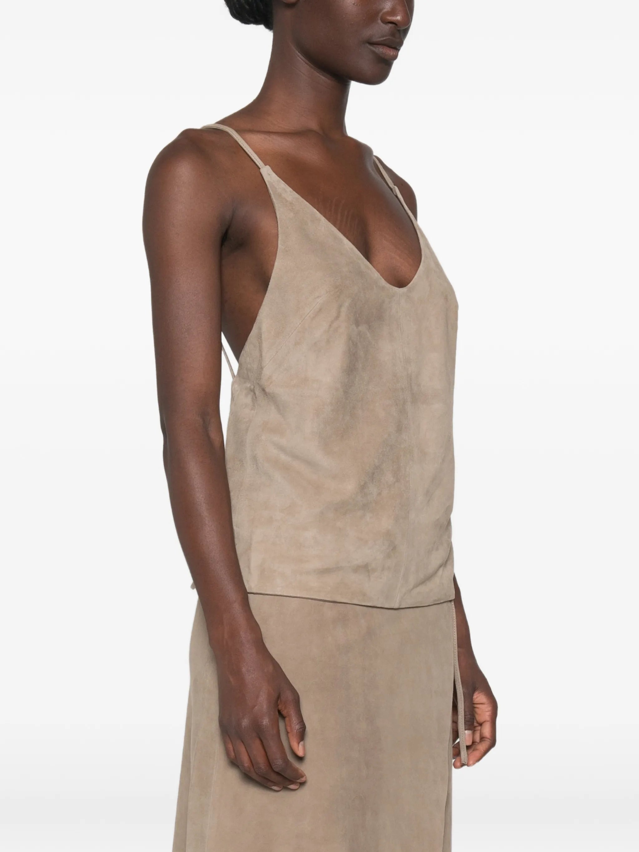 suede low-back cami top
